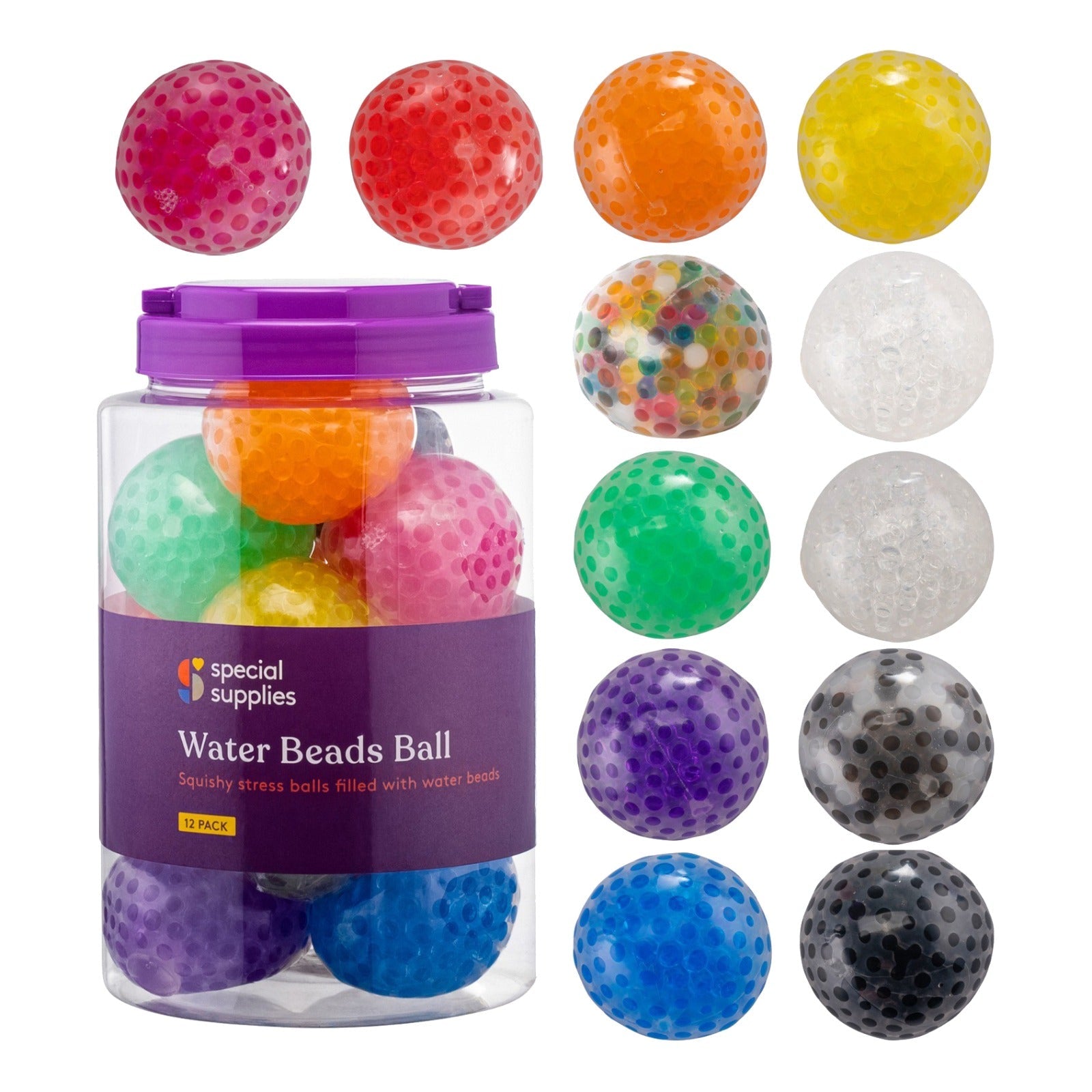 Water Beads Stress Ball (Multi - Color): 12 Pack - Insight Family Market