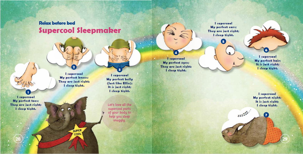 Comic strip with cartoon characters and a dog, featuring text about 'Supercool Sleepmaker'.