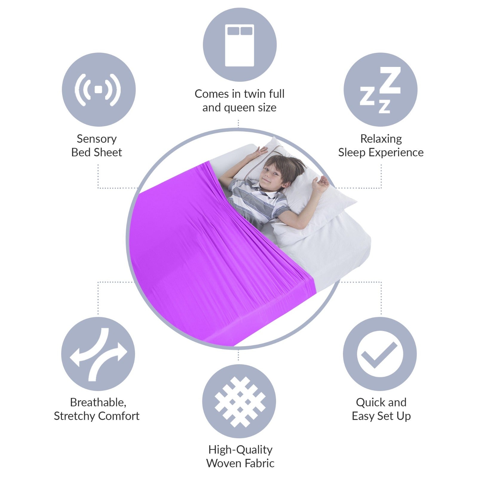 Sensory Bed Sheet for Kids Compression Alternative to Weighted Blankets - Purple - Insight Family Market