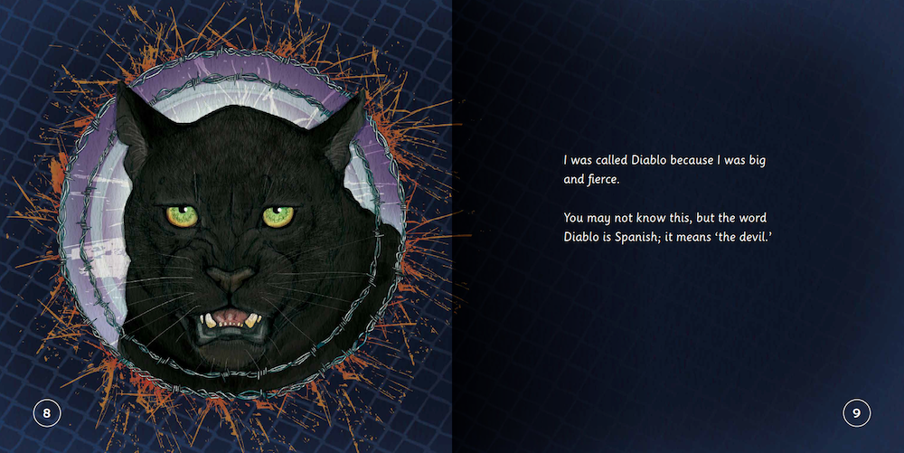 Black panther head design with text on a dark blue background