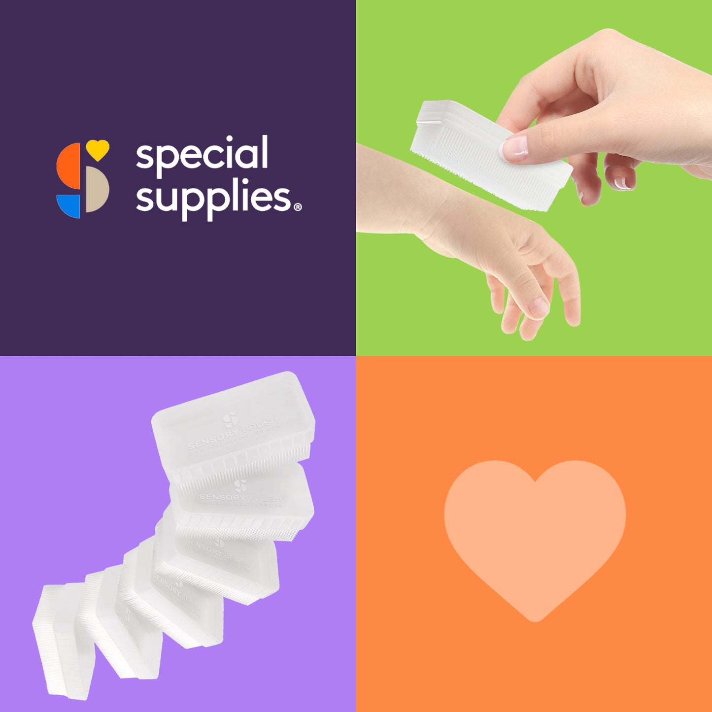 Special Supplies Sensory Brush Therapressure Therapy Brush for Occupational and Sensory Brushing, 3 Pack, Stimulating and Calming Tools for Kids and Adults, Soft Flexible Bristles, Latex Free