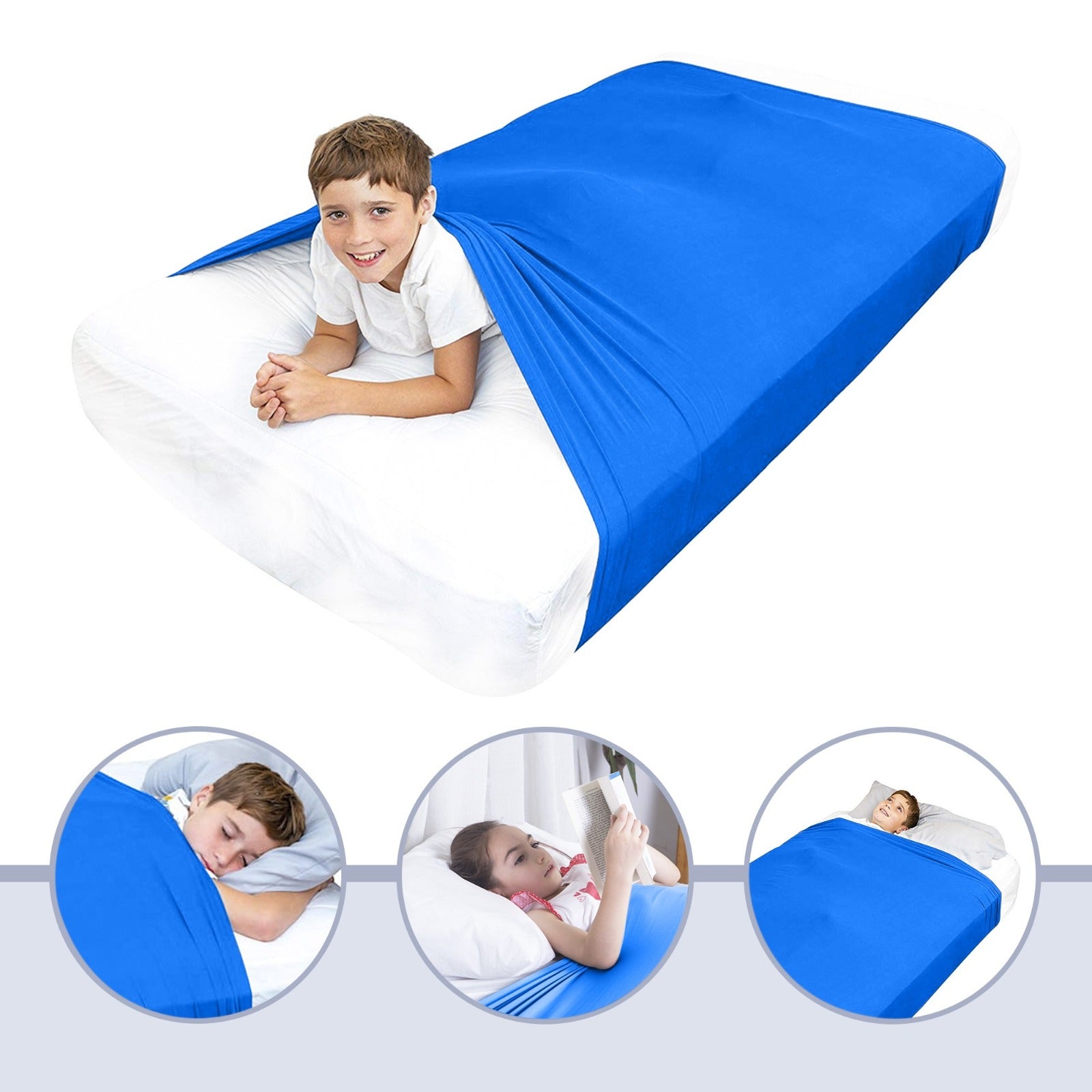 Sensory Bed Sheet for Kids Compression Alternative to Weighted Blankets - Blue - Insight Family Market