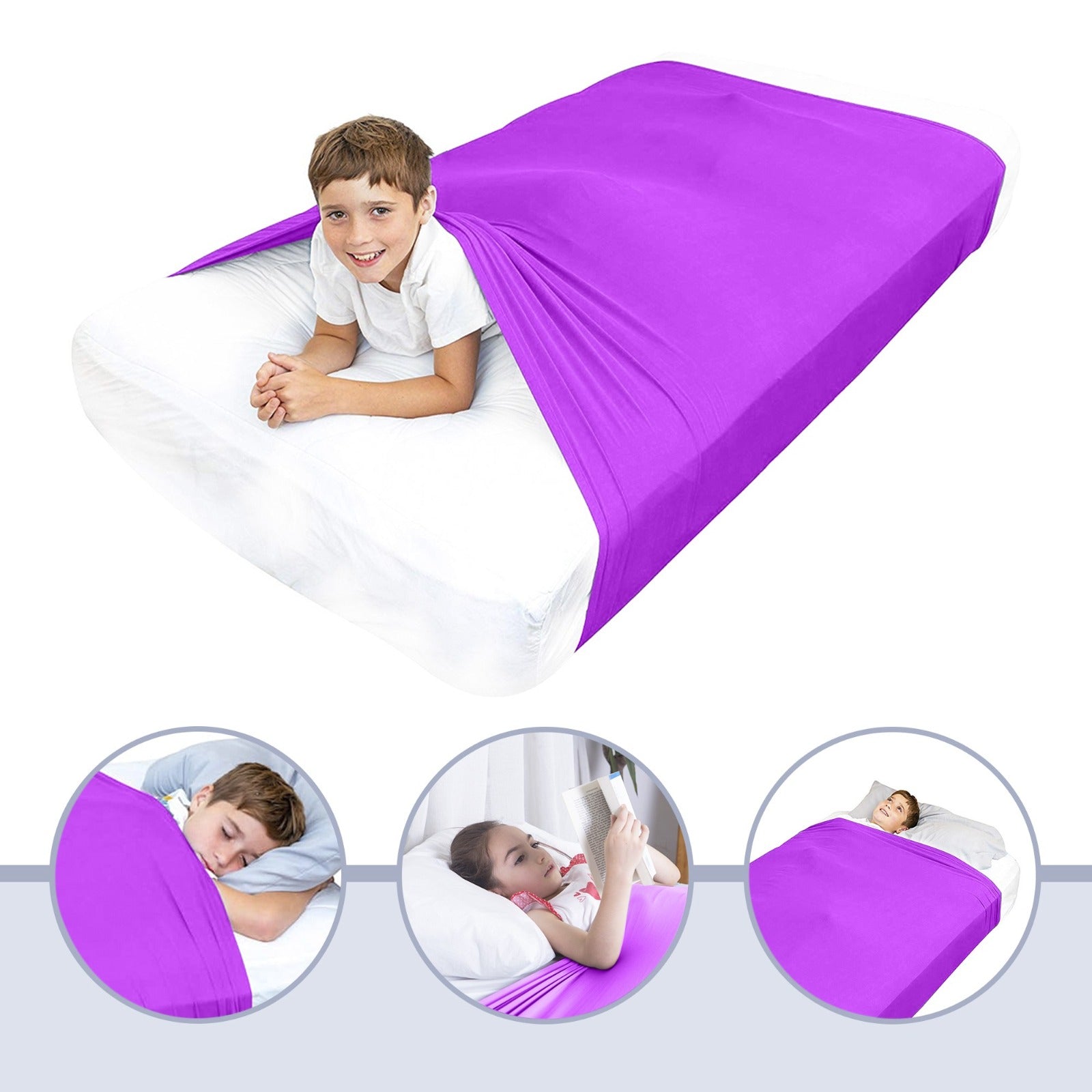 Sensory Bed Sheet for Kids Compression Alternative to Weighted Blankets - Purple - Insight Family Market