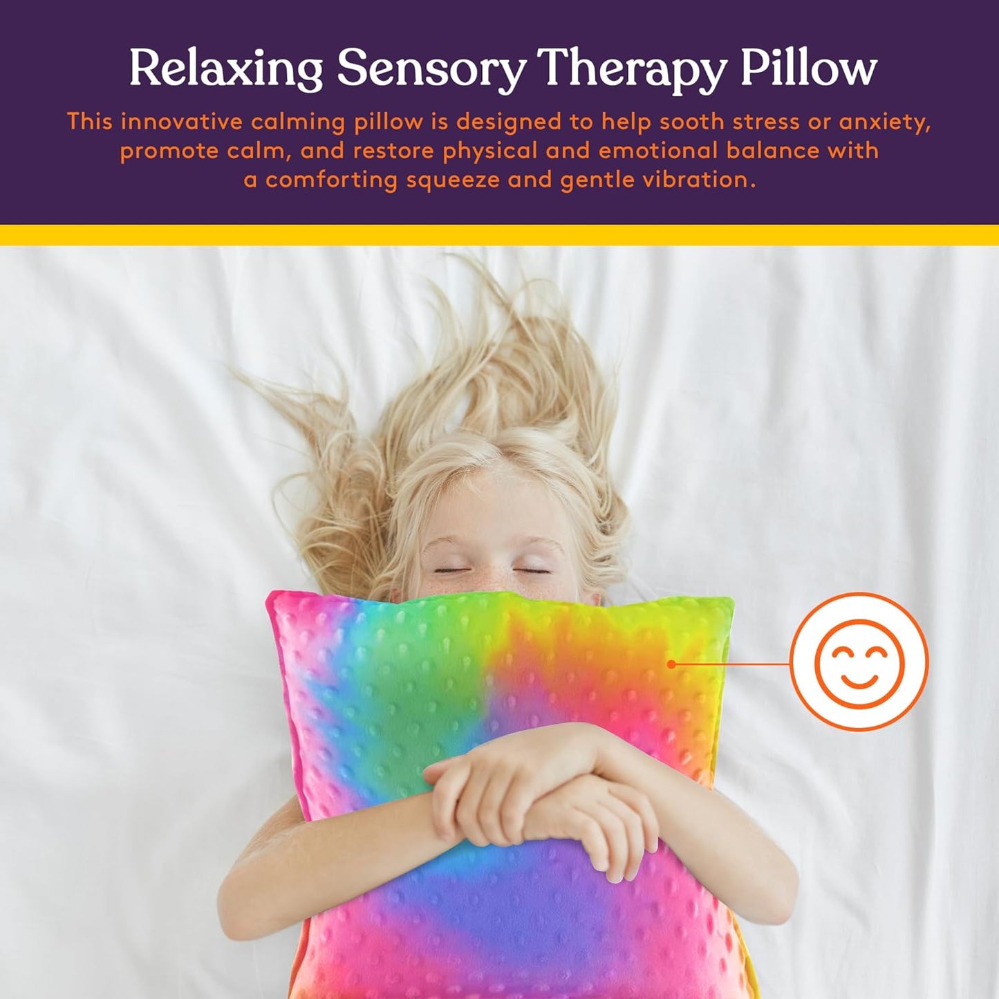 Vibrating Pillow Sensory Pressure Activated for Kids and Adults, 12” x 12” Plush Minky Soft Cover, Colorful - Insight Family Market