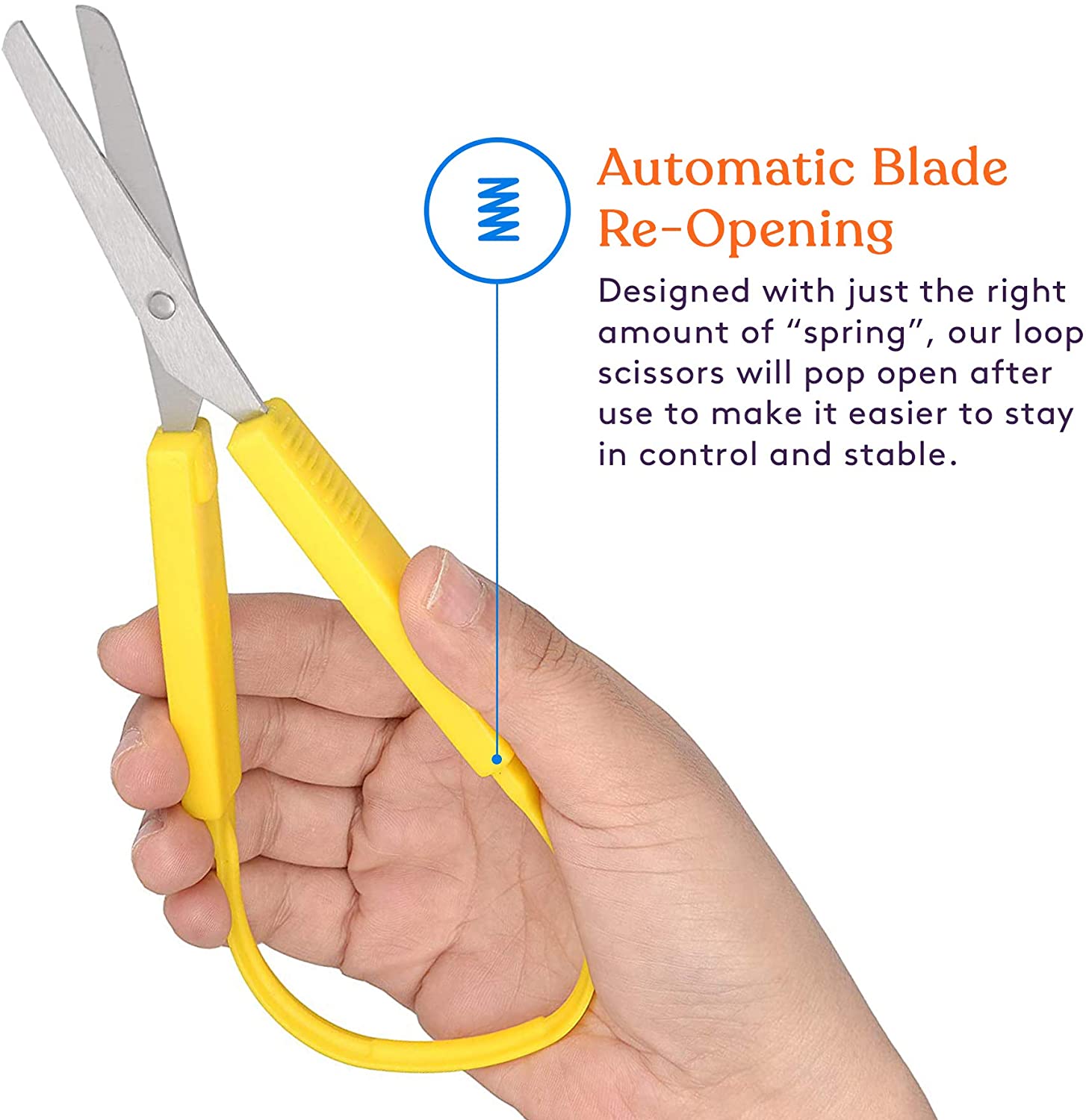 Large Loop Scissors for Kids and Adults 8" Inches (6-Pack)