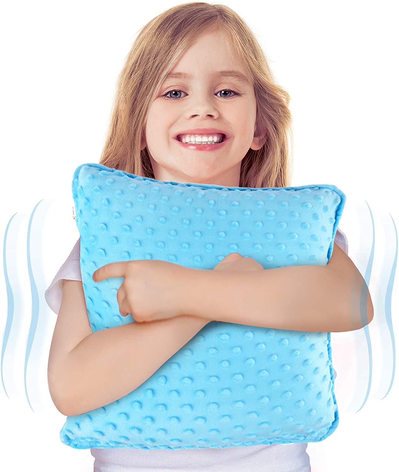 Sensory Vibrating Pillow – Pressure - Activated Calming Support for Kids & Adults, 12” Plush with Textured Bumps, 3 Vibration Modes, Music & Voice Recording (Blue) - Insight Family Market