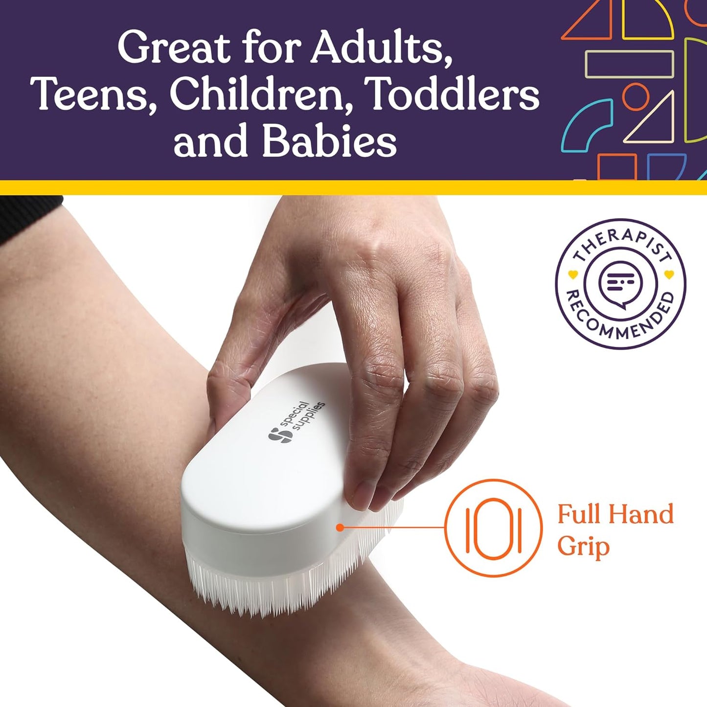 Special Supplies Sensory Brush Therapressure Therapy Brush for Occupational and Sensory Brushing, 6 Pack, White, Stimulating and Calming Tools for Kids and Adults, Soft Flexible Bristles, Latex Free