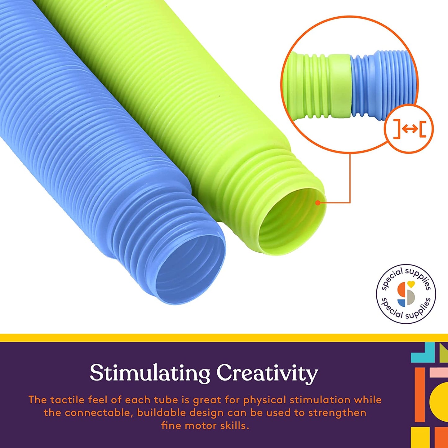 Two coiled tubes, one blue and one green, with a close-up of their connection on a white background.