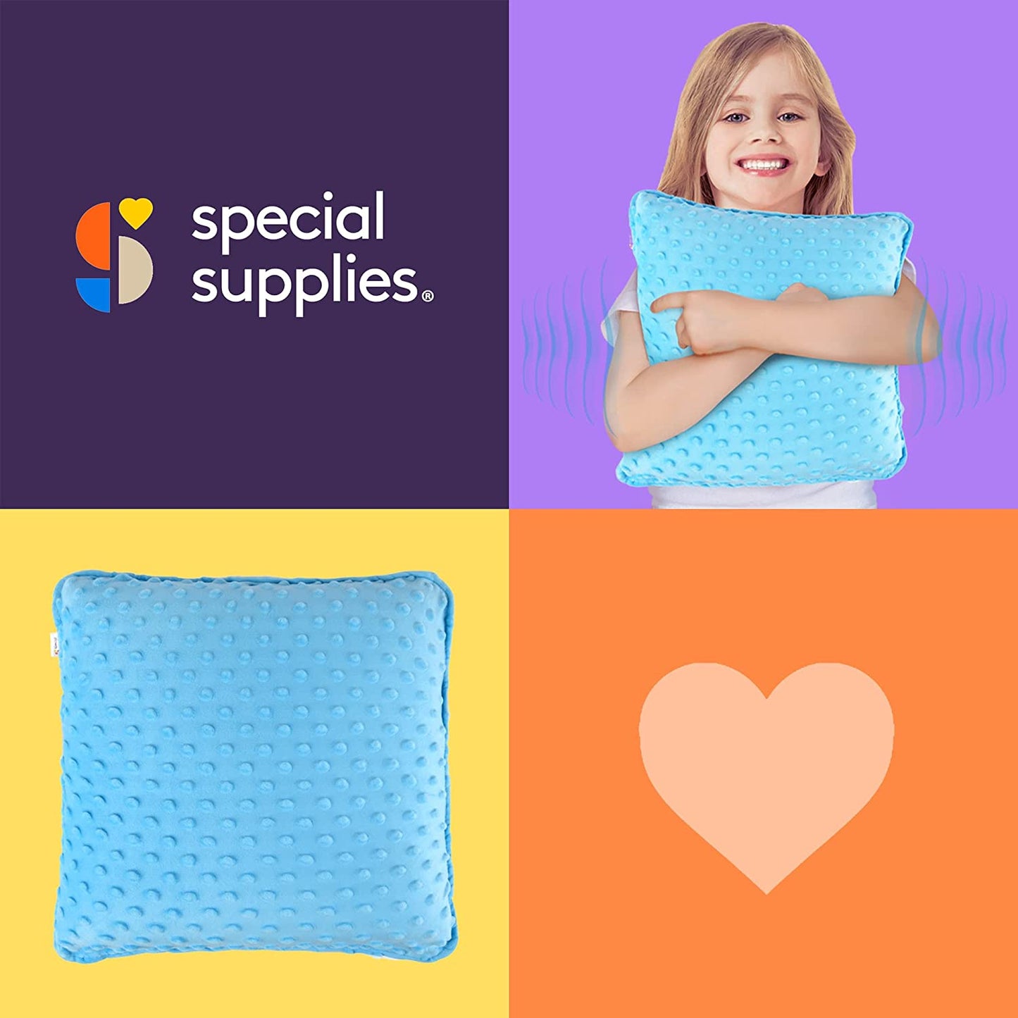 Sensory Vibrating Pillow – Pressure-Activated Calming Support for Kids & Adults, 12” Plush with Textured Bumps, 3 Vibration Modes, Music & Voice Recording (Blue)