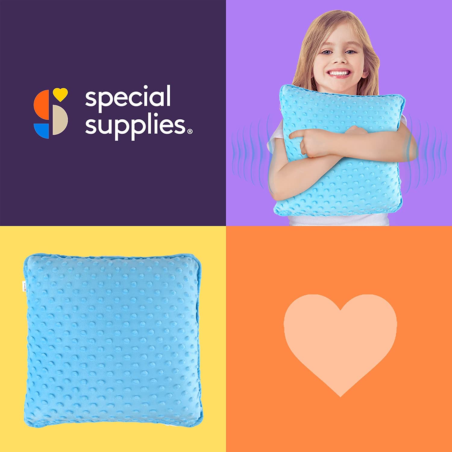 Sensory Vibrating Pillow – Pressure - Activated Calming Support for Kids & Adults, 12” Plush with Textured Bumps, 3 Vibration Modes, Music & Voice Recording (Blue) - Insight Family Market