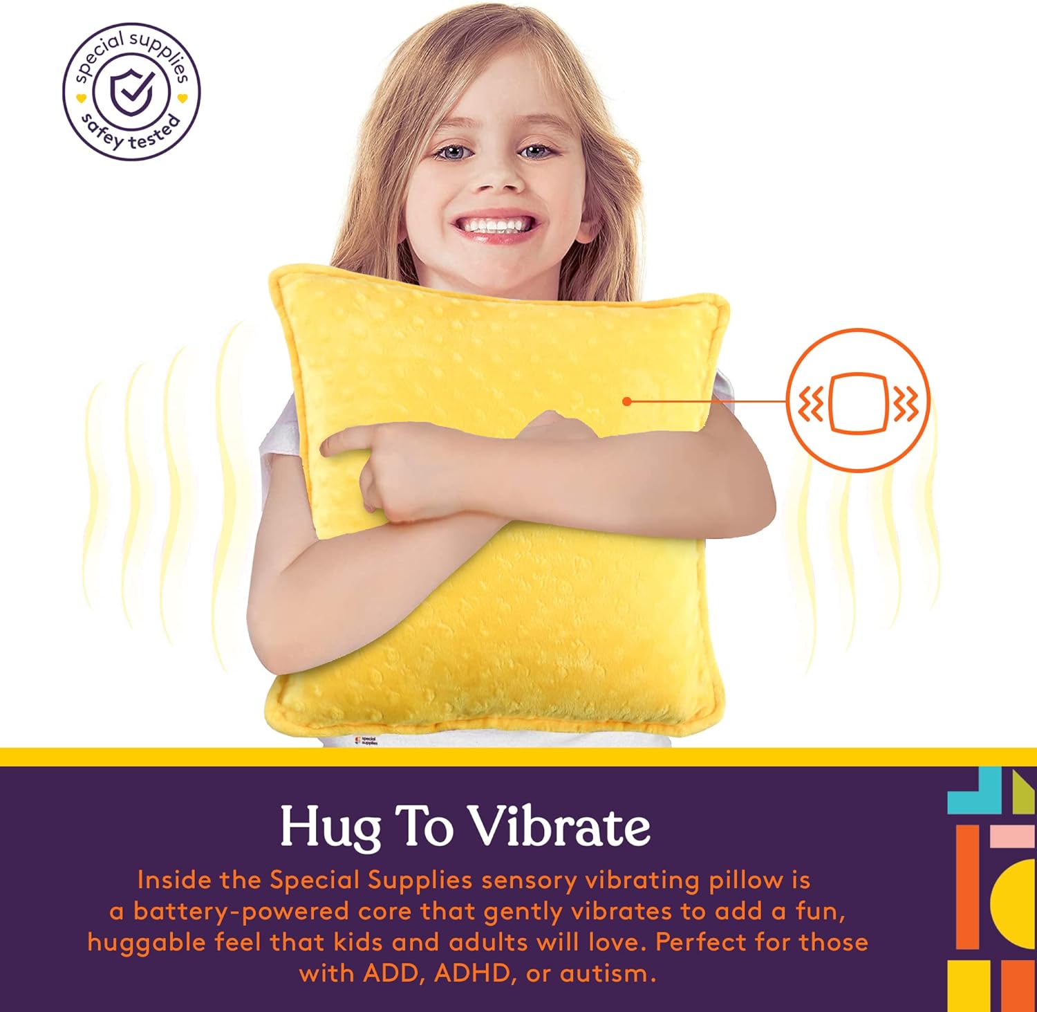 Sensory Vibrating Pillow - Pink & Yellow - Insight Family Market