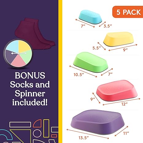 Stepping Stones for Kids Indoor and Outdoor Balance Blocks Promote Coordination, Balance Strength Child Safe Rubber, Non - Slip Edging 5 Set - Insight Family Market