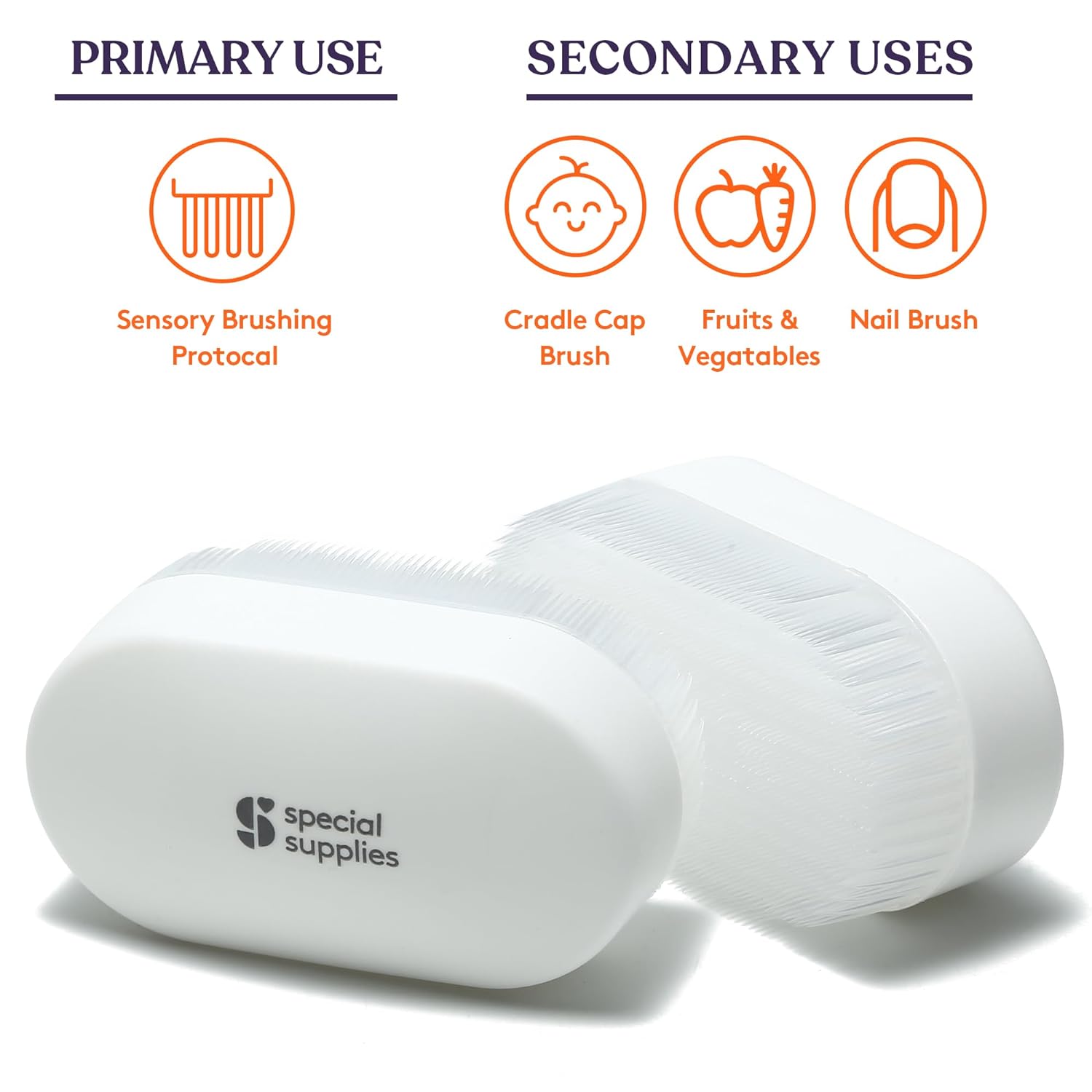 Special Supplies Sensory Brush Therapressure Therapy Brush for Occupational and Sensory Brushing, 2 Pack, Stimulating and Calming Tools for Kids and Adults, Soft Flexible Bristles, Latex Free - Insight Family Market