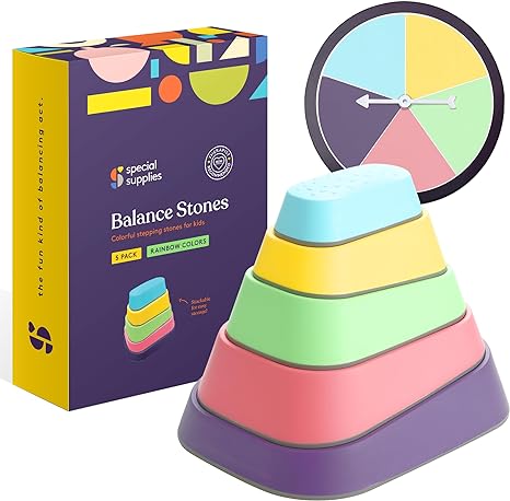 Stepping Stones for Kids Indoor and Outdoor Balance Blocks Promote Coordination, Balance Strength Child Safe Rubber, Non - Slip Edging 5 Set - Insight Family Market