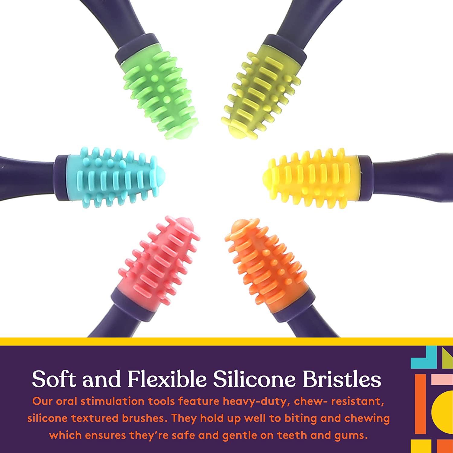 Sensory Mouth Brushes and Oral Stimulation Tools for Kids and Adults, 6 Pack, with Soft Textured Heads, Travel Case Included - Insight Family Market