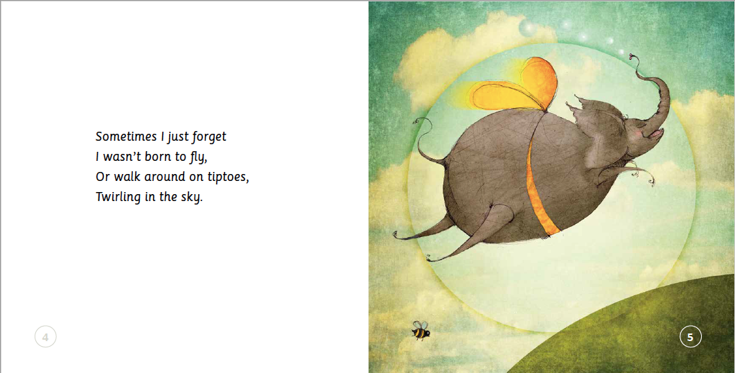 Illustration of a mouse flying with butterfly wings on a green background with text.