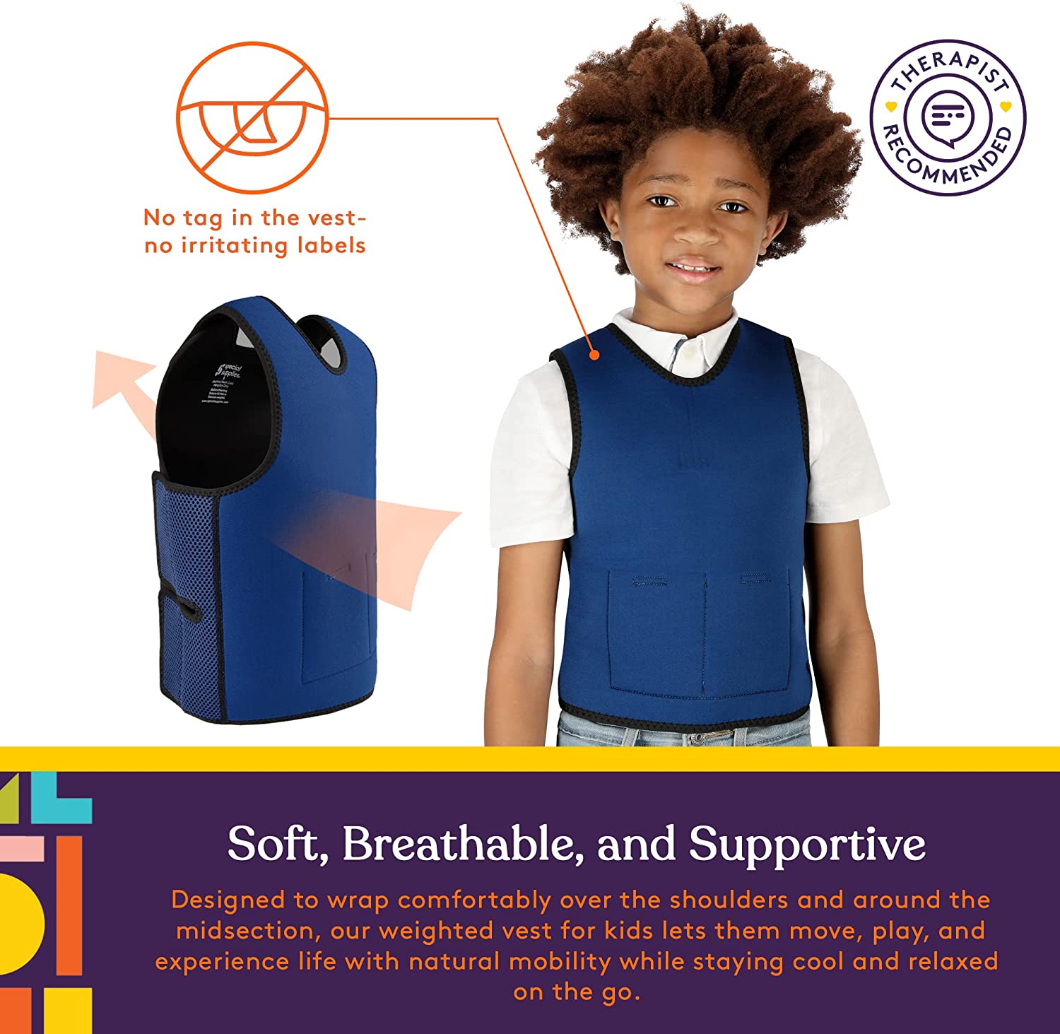 WEIGHTED - Sensory Compression Vest for Kids with Processing Disorders ADHD and Autism Calming and Supportive with Adjustable Weight Fit - Insight Family Market