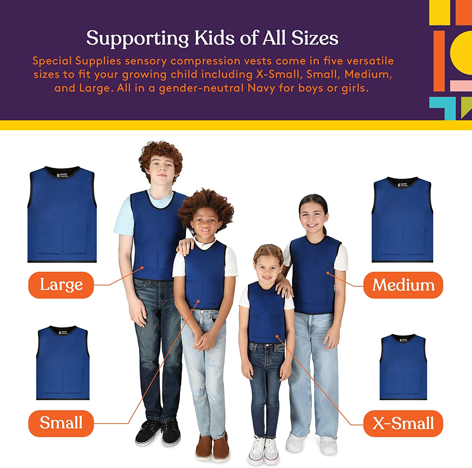 WEIGHTED - Sensory Compression Vest for Kids with Processing Disorders ADHD and Autism Calming and Supportive with Adjustable Weight Fit - Insight Family Market