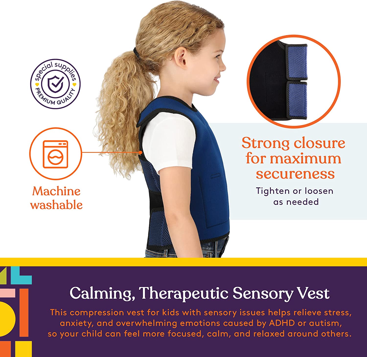 WEIGHTED - Sensory Compression Vest for Kids with Processing Disorders ADHD and Autism Calming and Supportive with Adjustable Weight Fit - Insight Family Market