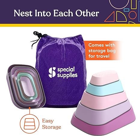 Stepping Stones for Kids 5 Set Indoor and Outdoor Balance Blocks Promote Coordination, Balance Strength Child Safe Rubber, Non - Slip Edging - Insight Family Market