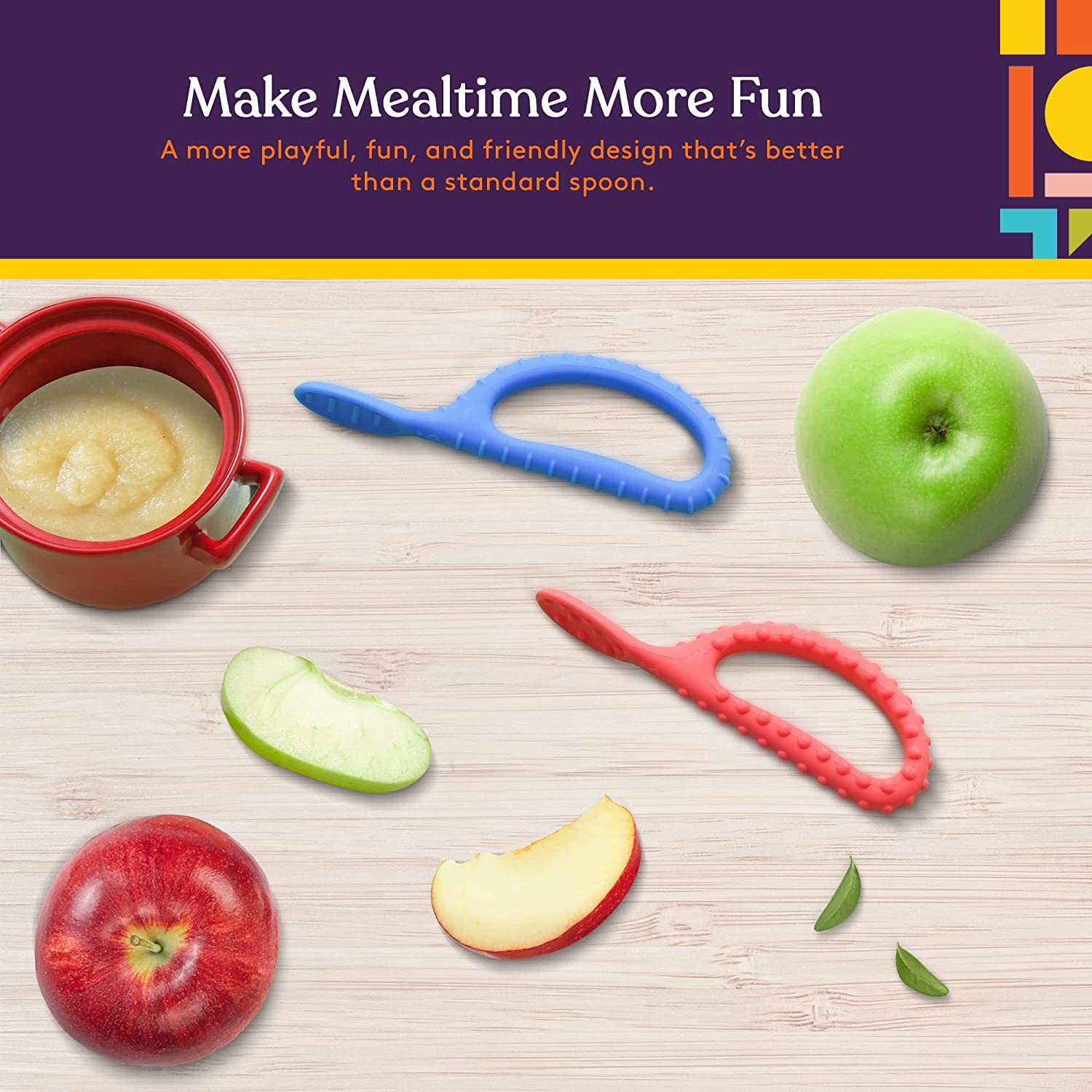 Special Supplies Duo Spoon Loops Oral Motor Therapy Tools, 2 Pack, Textured Stimulation and Sensory Input Treatment for Babies, Toddlers or Kids, BPA Free Silicone with Flexible, Easy Handle - Red & Blue - Insight Family Market