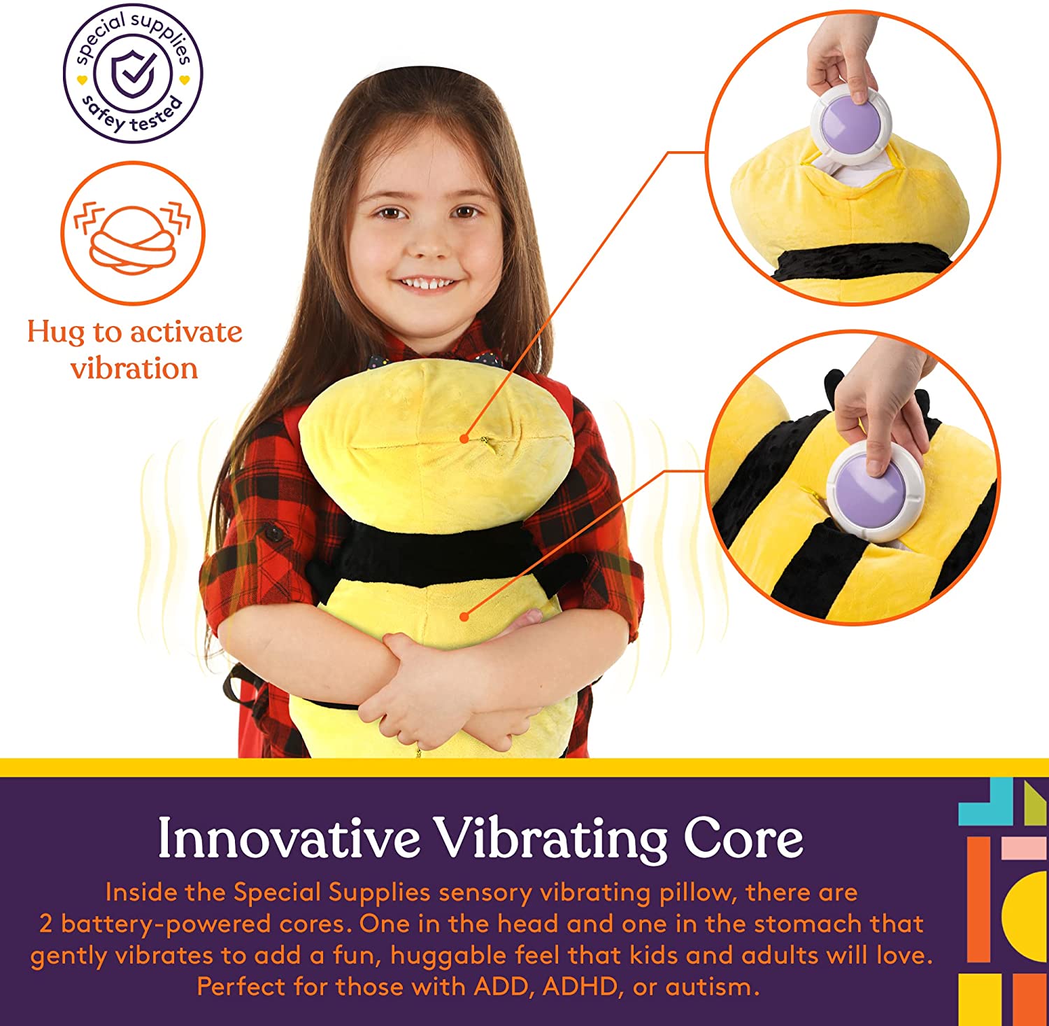 Sensory Vibrating Pillow - Bumble Bee - Insight Family Market