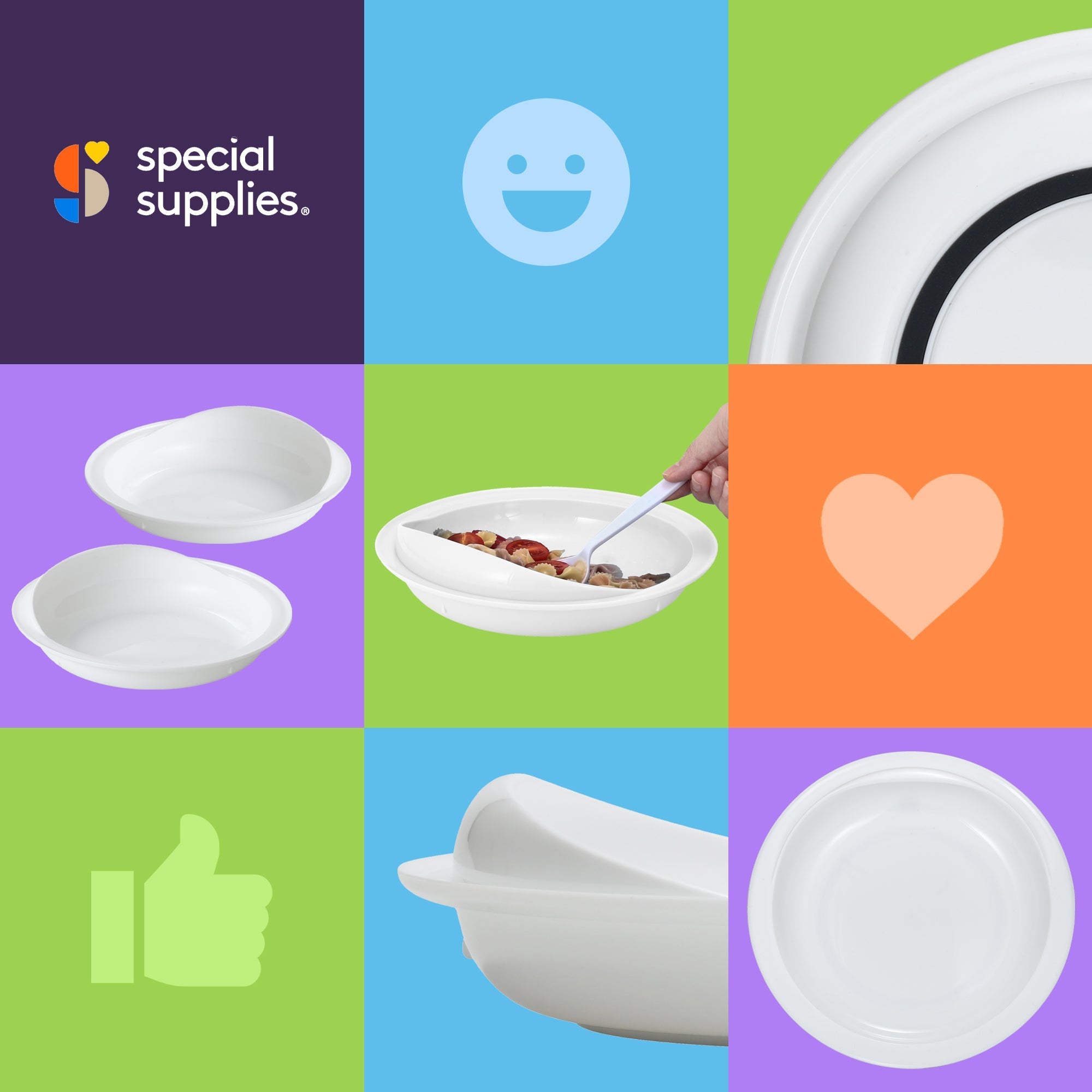 Spill - Proof Scoop Plates – White (2 Pack) - Insight Family Market