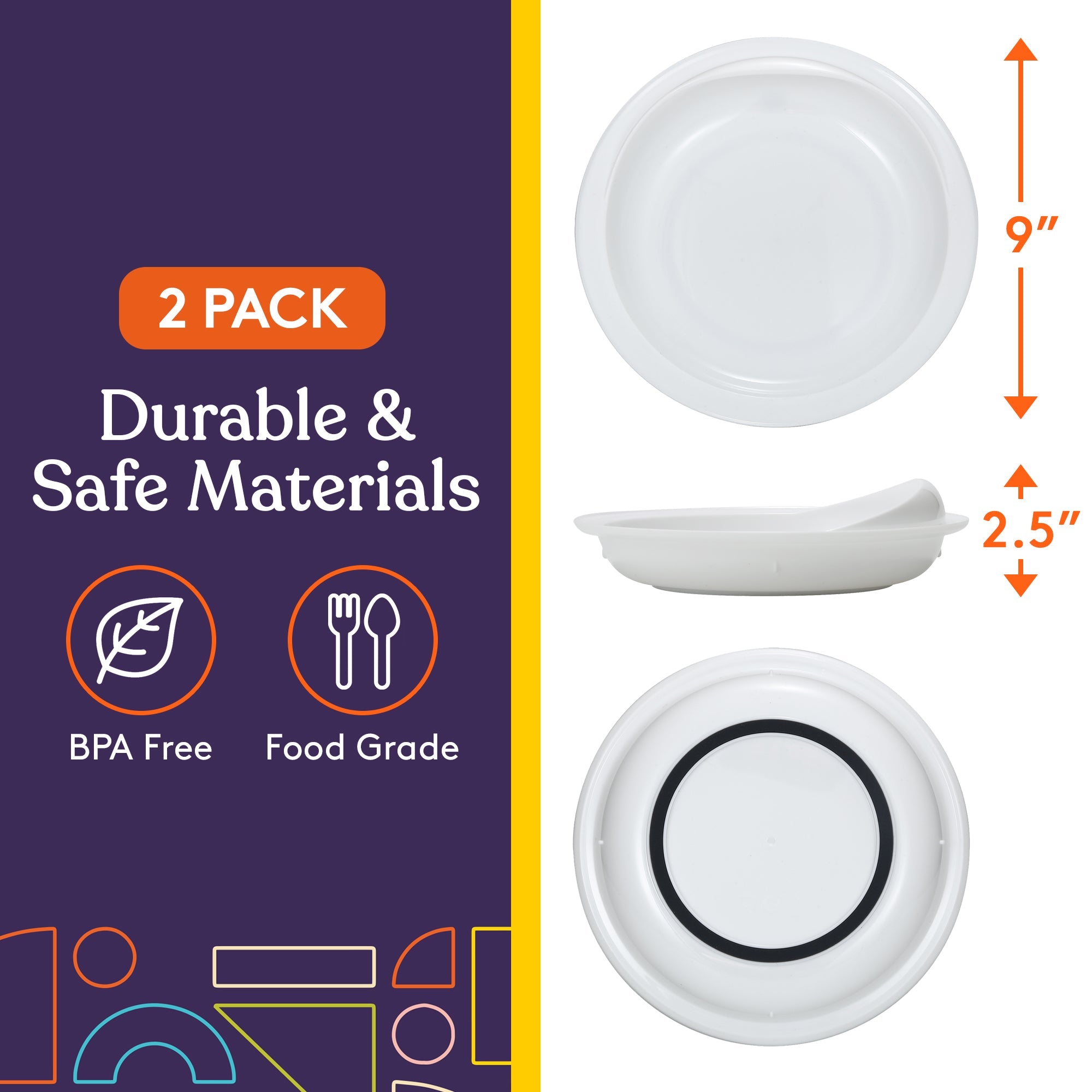 Spill - Proof Scoop Plates – White (2 Pack) - Insight Family Market