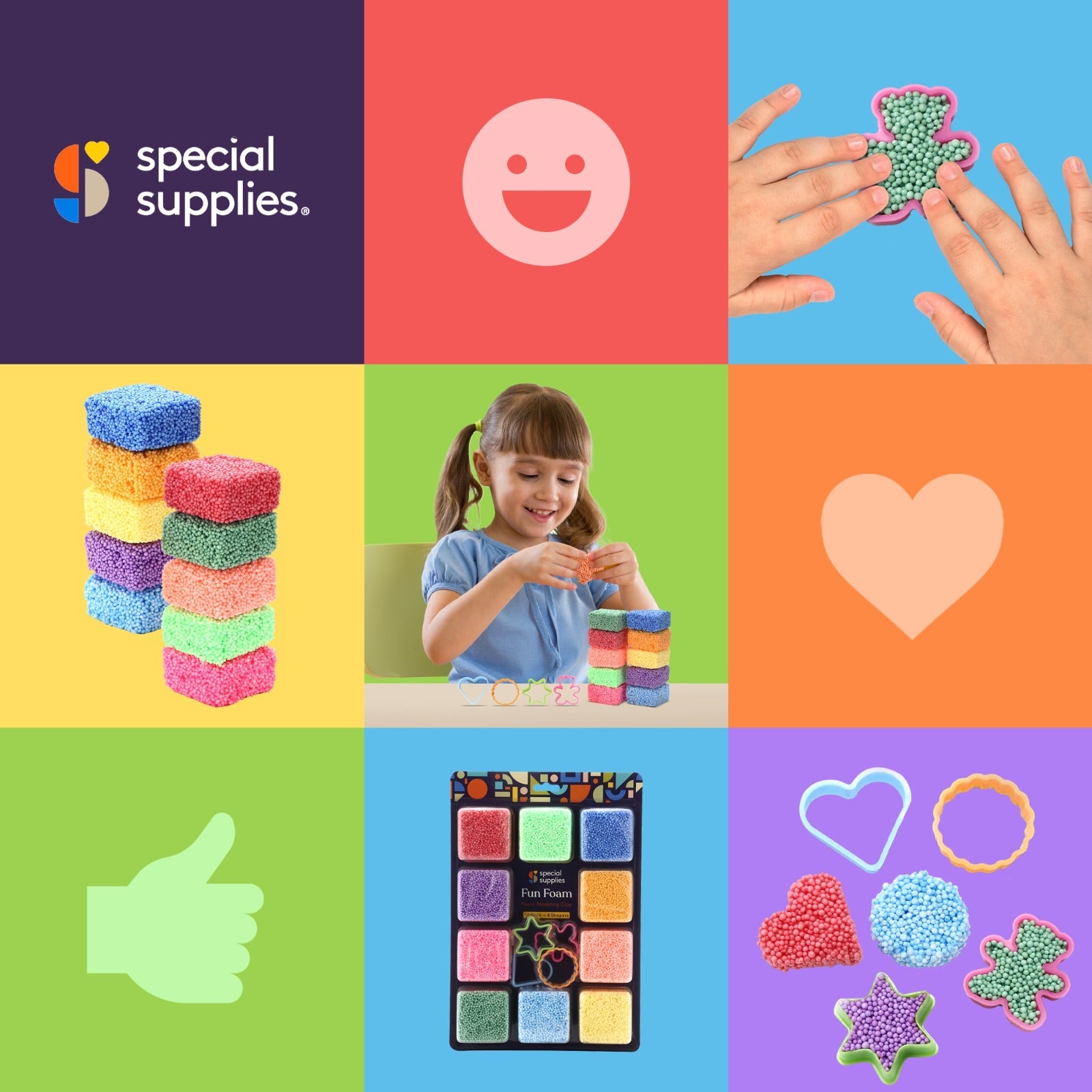 Fun Foam Modeling Foam Beads Play Kit ( 10 Blocks)-  4 Shapes