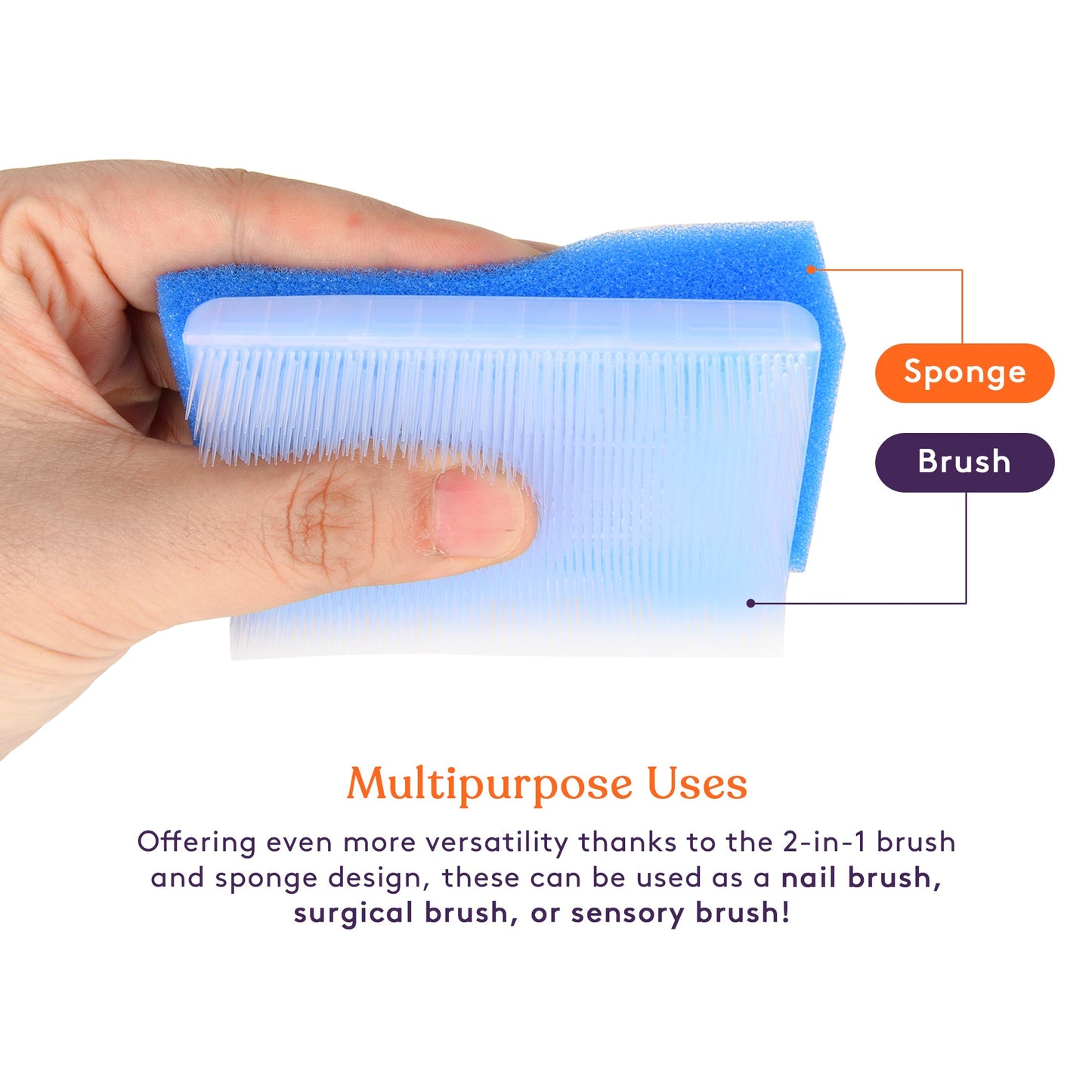 Special Supplies Baby Bath Sponges Soft Foam Sensory Scrubber with Cradle Cap Bristle Brush - Body, Hair, and Scalp Cleaning - Gentle on Infant, Toddler Sensitive Skin - Great Sensory Feel