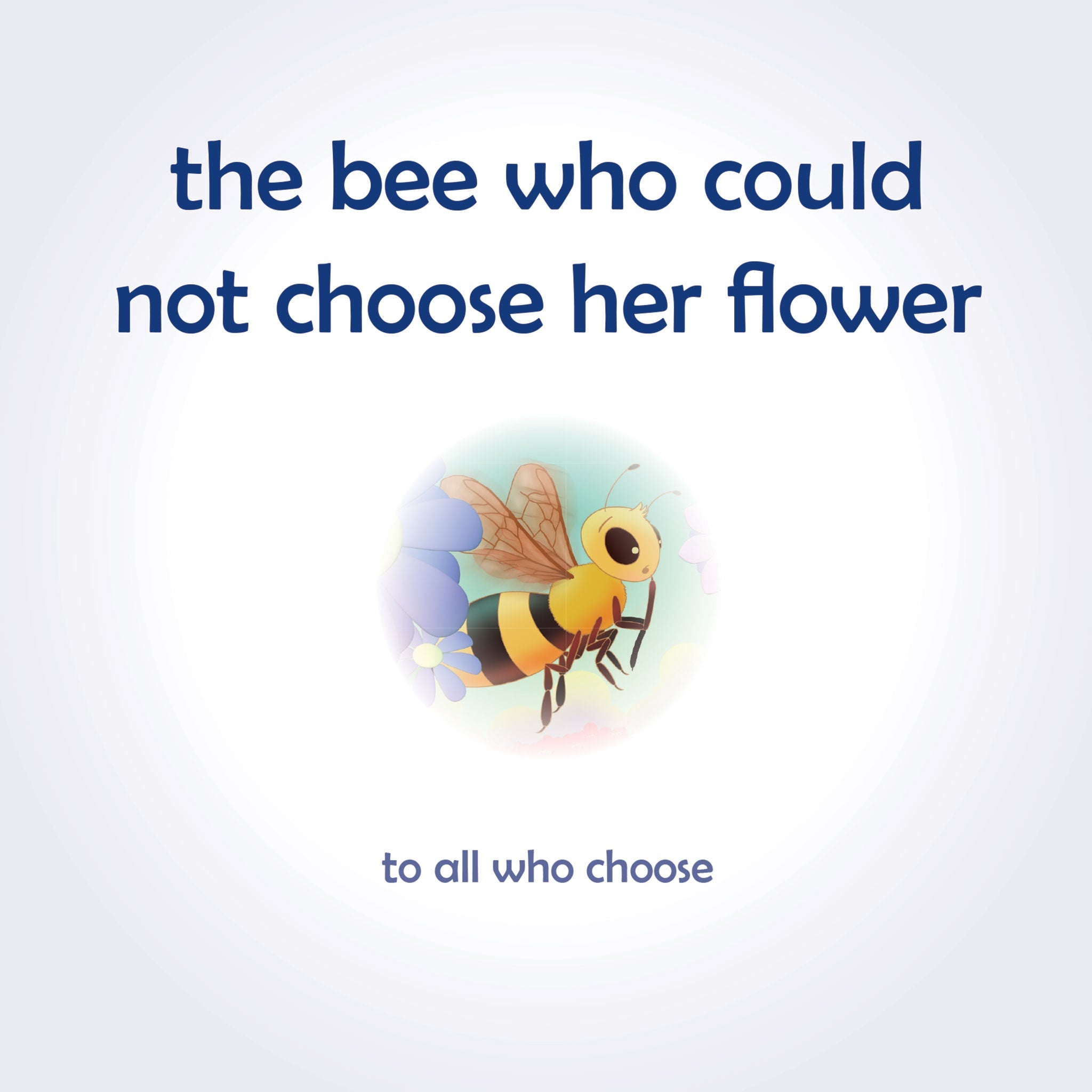 Illustration of a bee with text on a light blue background