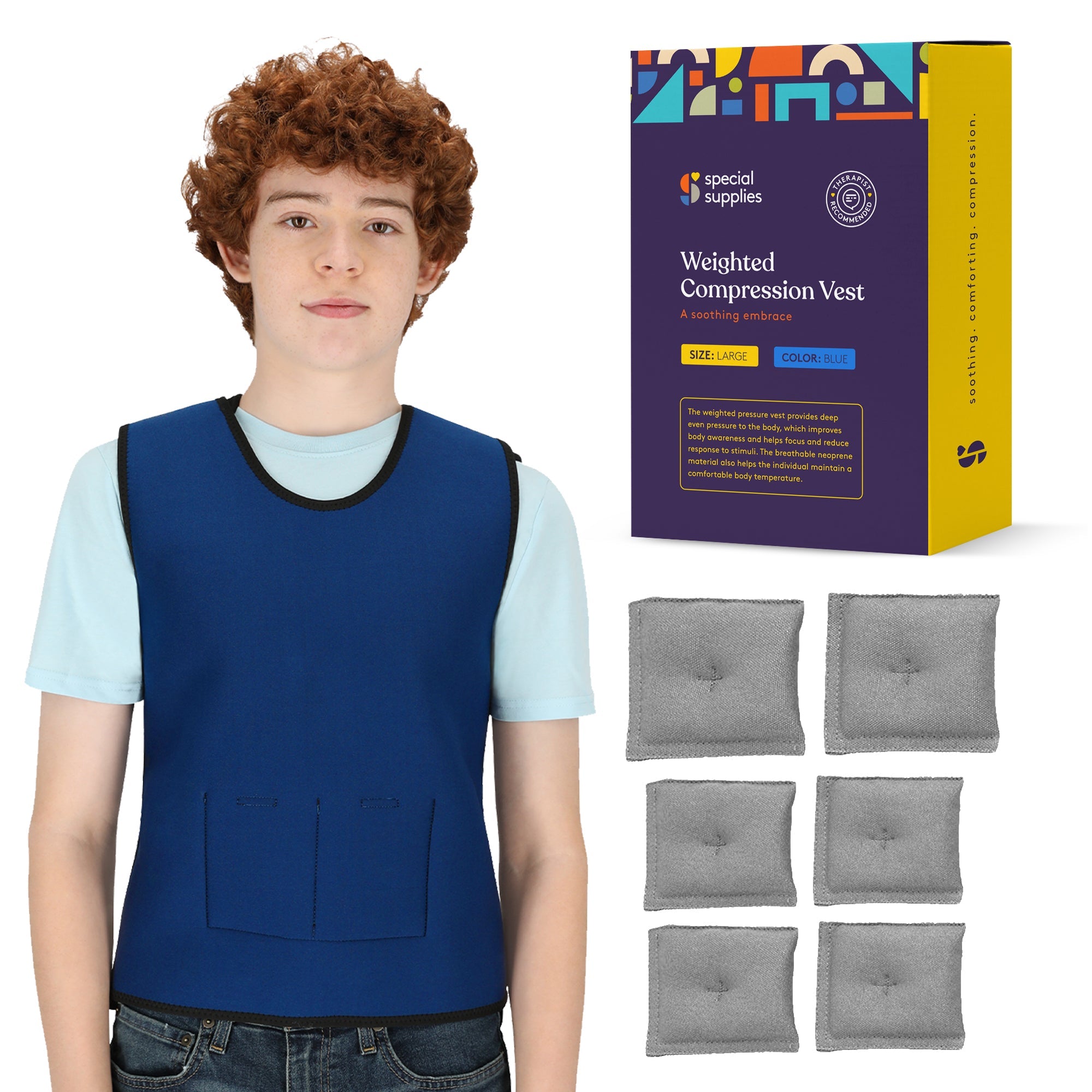 WEIGHTED - Sensory Compression Vest for Kids with Processing Disorders ADHD and Autism Calming and Supportive with Adjustable Weight Fit - Insight Family Market