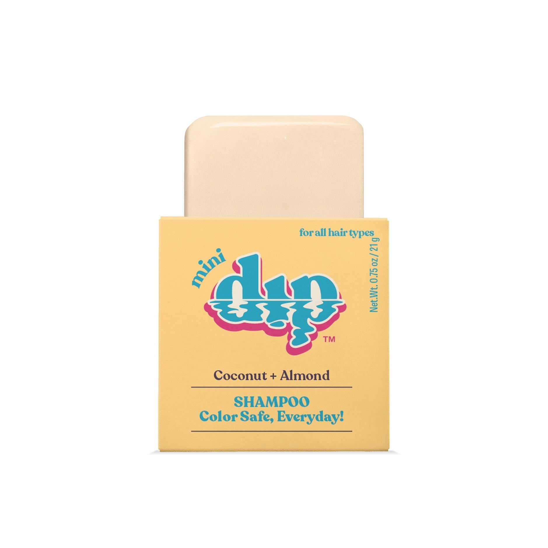 Shampoo bar with packaging labeled 'dip' on a white background