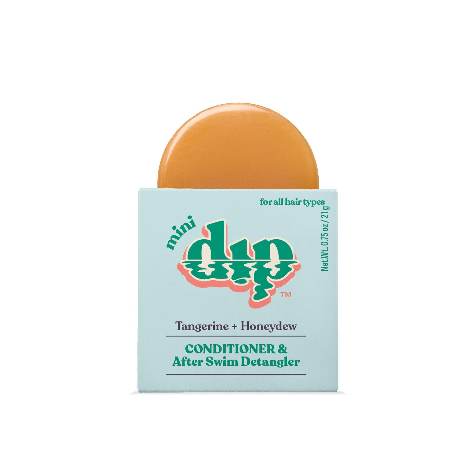 Bar of soap with a green and orange label on a white background
