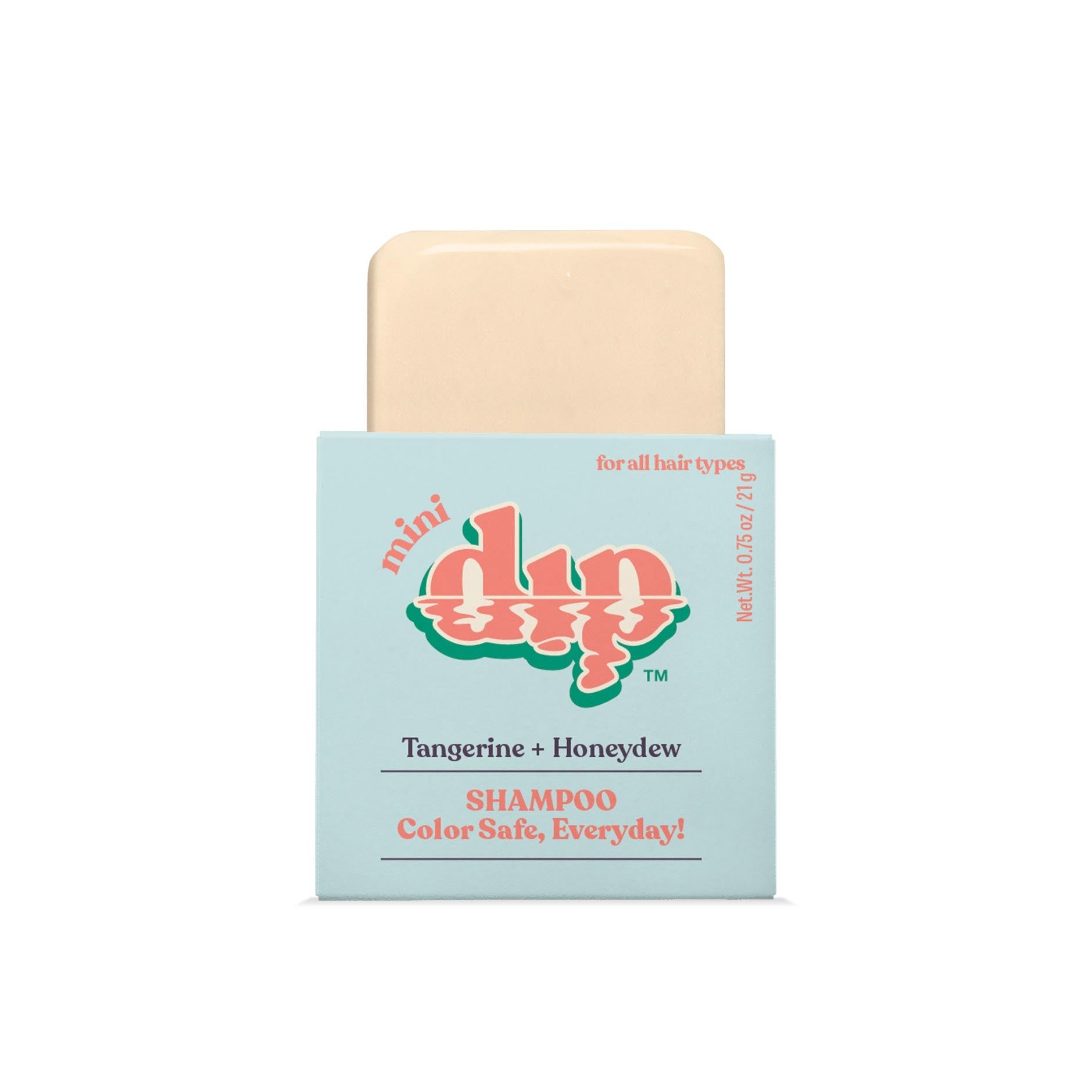 Bar of soap with a blue packaging label on a white background