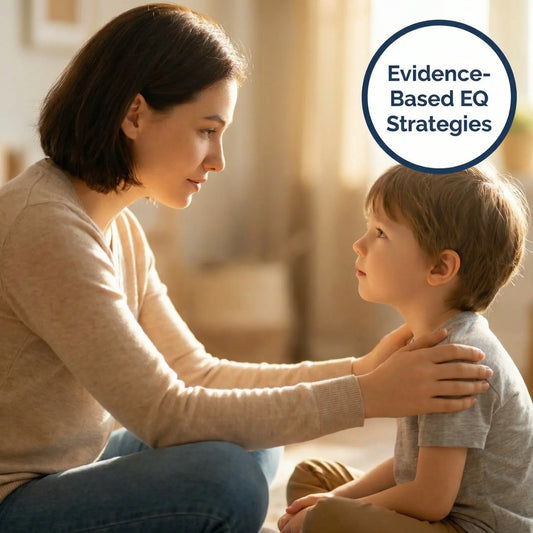 Mother comforting young boy, showing evidence-based emotional support strategies at home