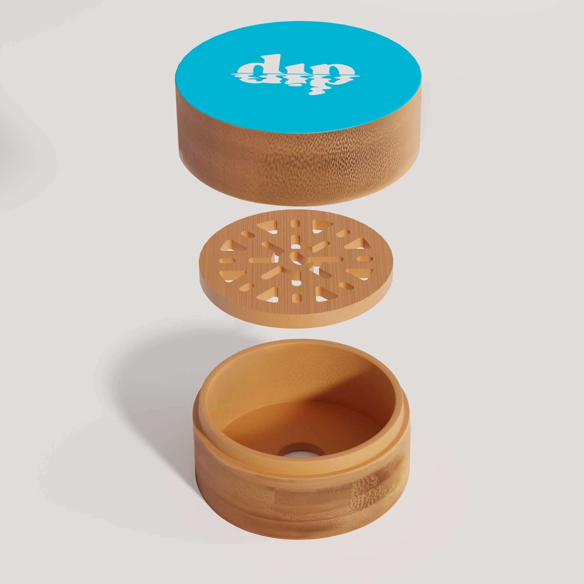 Bamboo container with blue lid featuring 'dip' logo on a light gray background