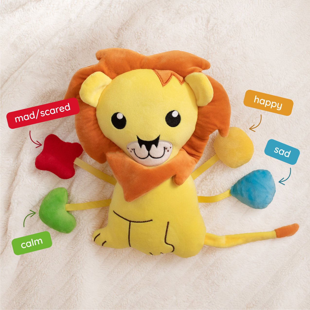 Yellow Lion SnuggleBuddies Emotions Plush | Yellow Lion Emotional Learning Plush - Insight Family Market