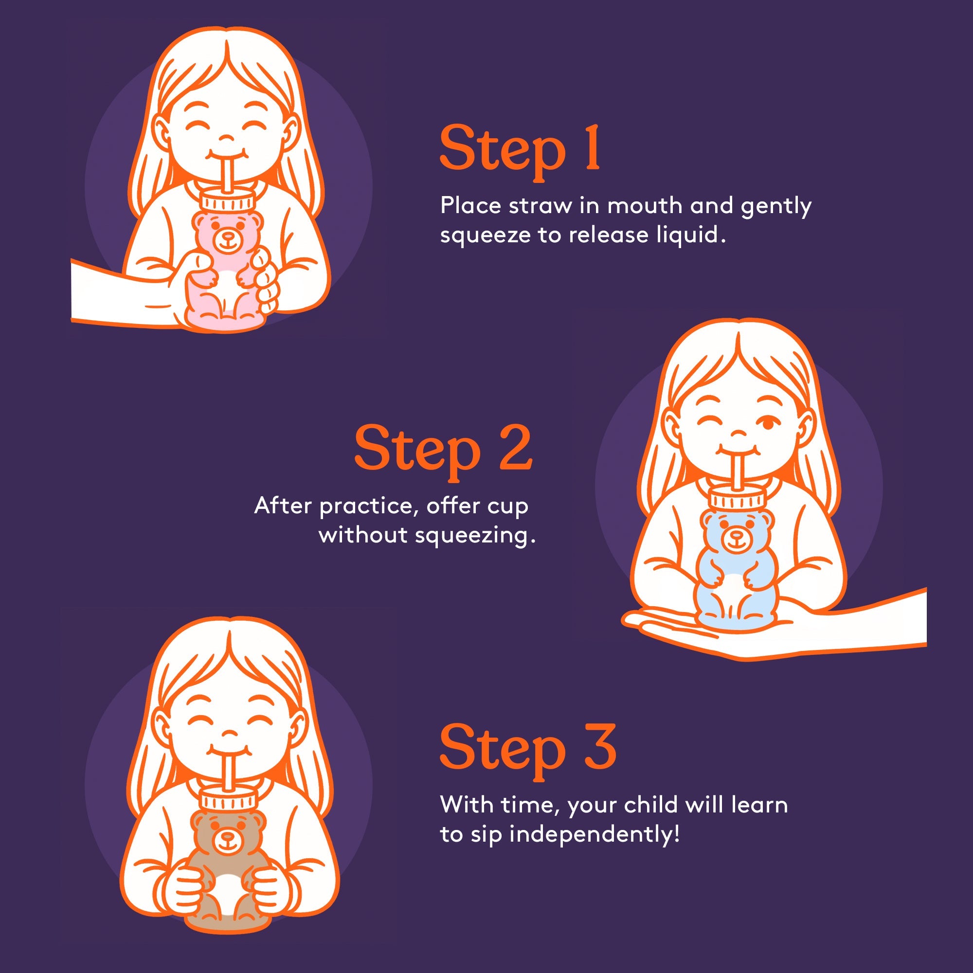 Honey Bear Straw Cup- BPA Free Silicone Training Cup