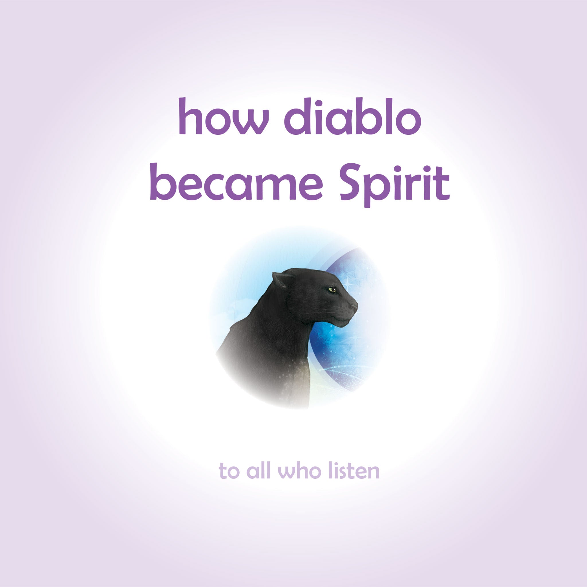 Black panther with a blue aura on a light purple background with text 'how diablo became Spirit'.