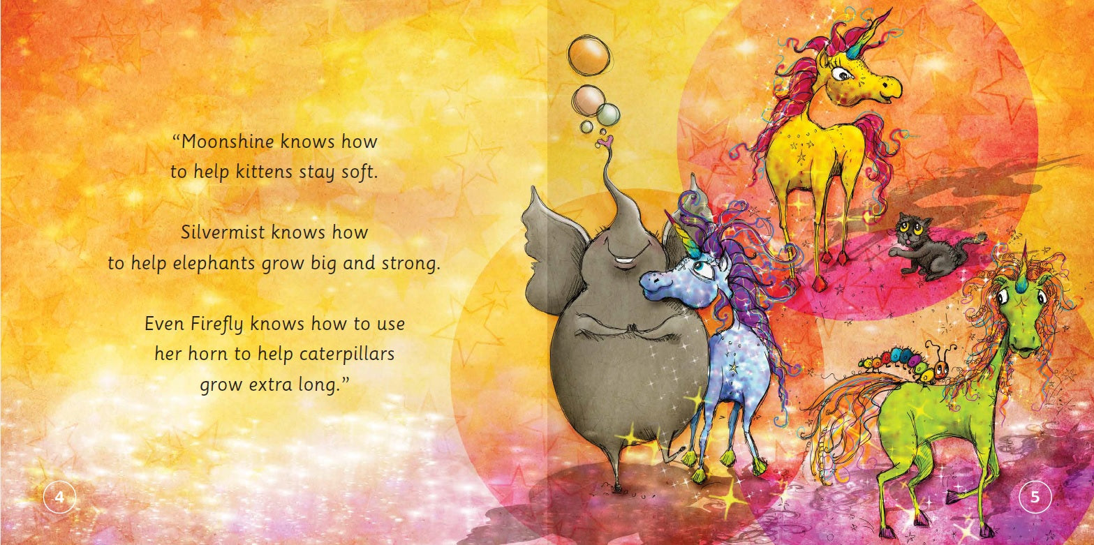 Colorful illustration of various mythical creatures with a sunset background and text.