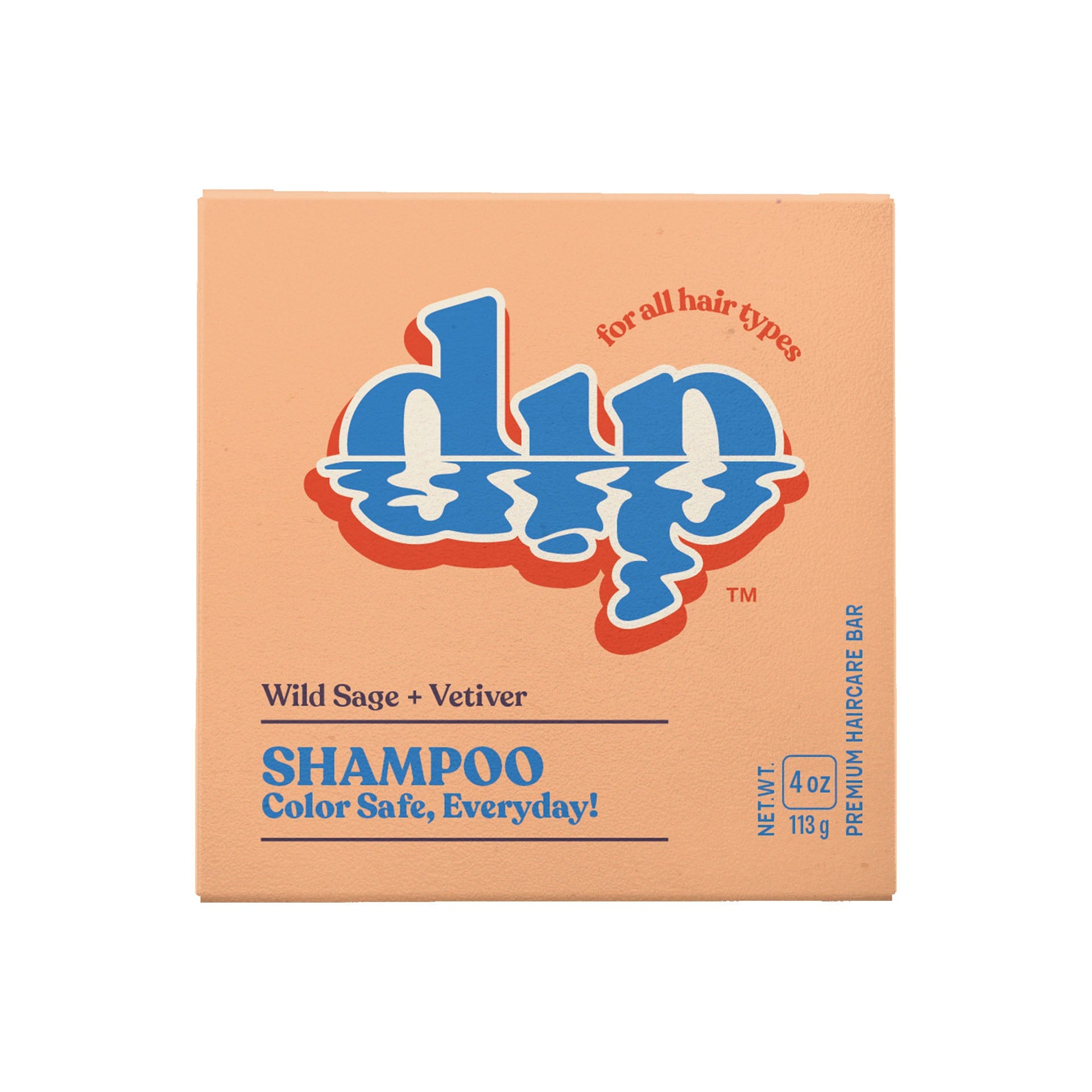 Box of shampoo with branding and product details on a white backgroung