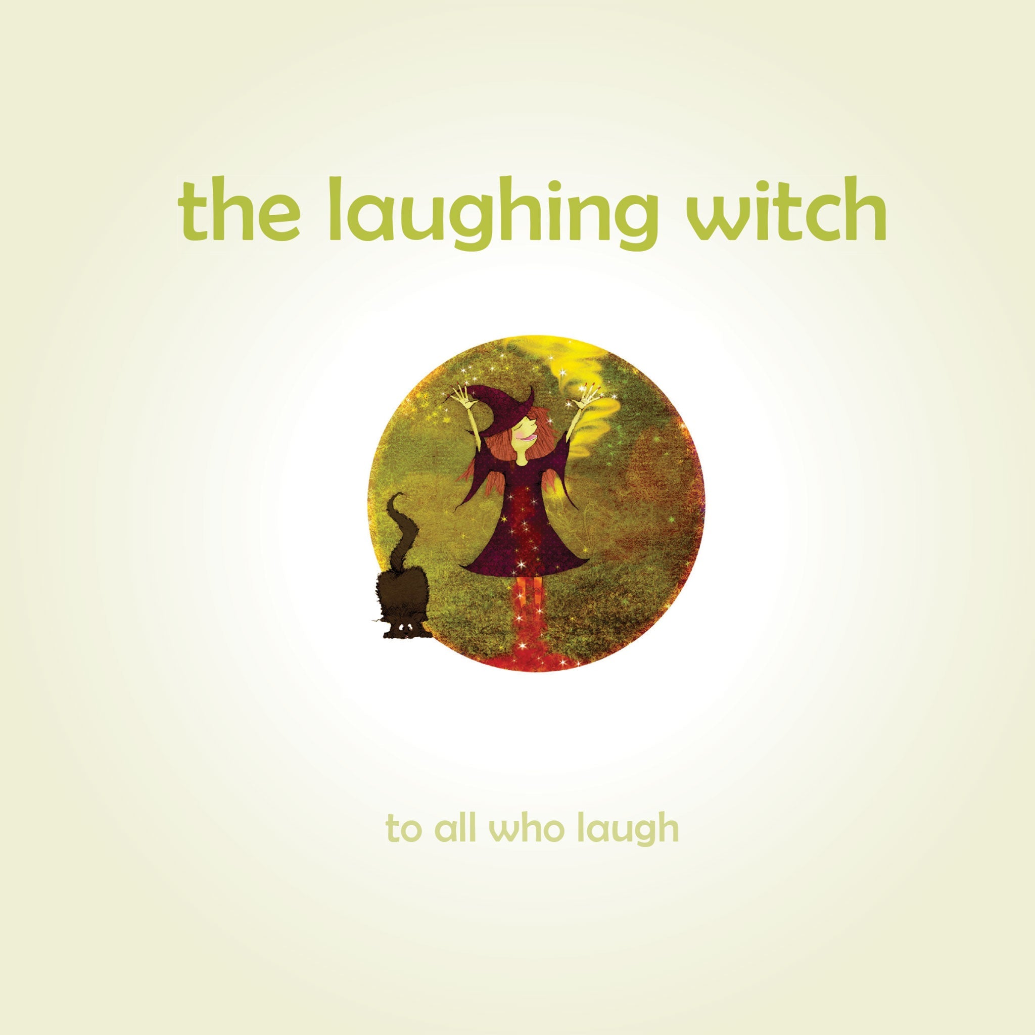 Album cover for 'the laughing witch' with a stylized illustration of a witch and text on a beige background.