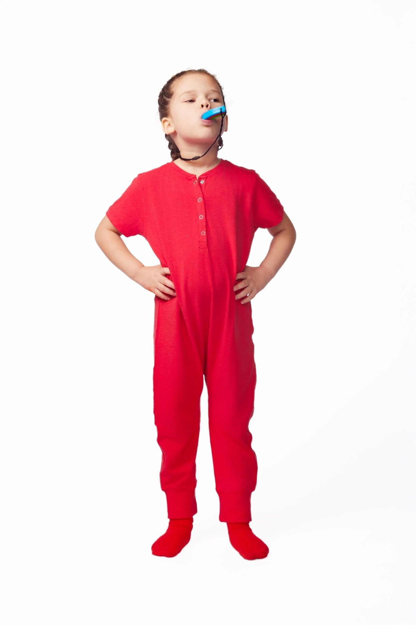 Ultimate Comfort Playsuit w Chewy Sensory Bracelet - RED - Insight Family Market