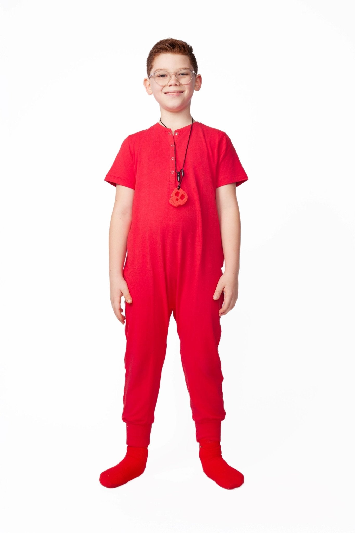 Ultimate Comfort Playsuit w Chewy Sensory Bracelet - RED - Insight Family Market