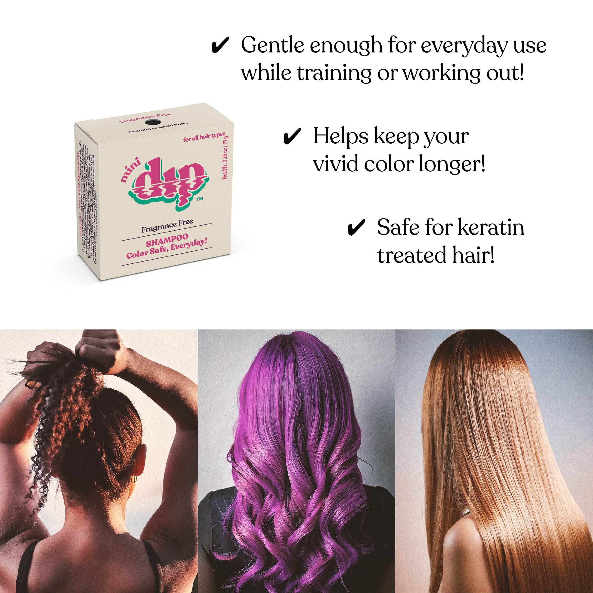 Box of Red Dip hair color product with text highlighting its benefits and images of people with colored hair.