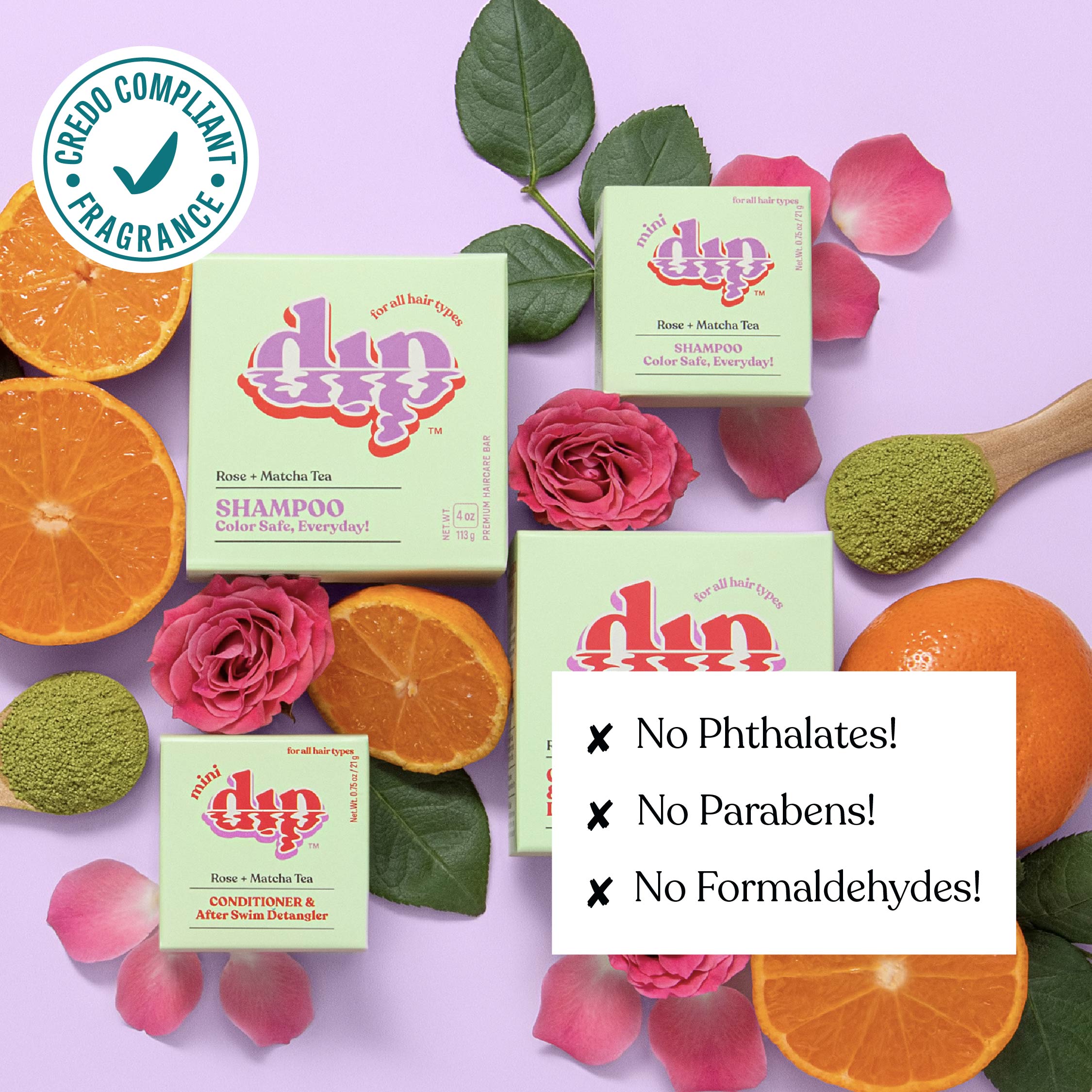 Mini Dip Color Safe Shampoo Bar for Every Day - Rose & Matcha Tea