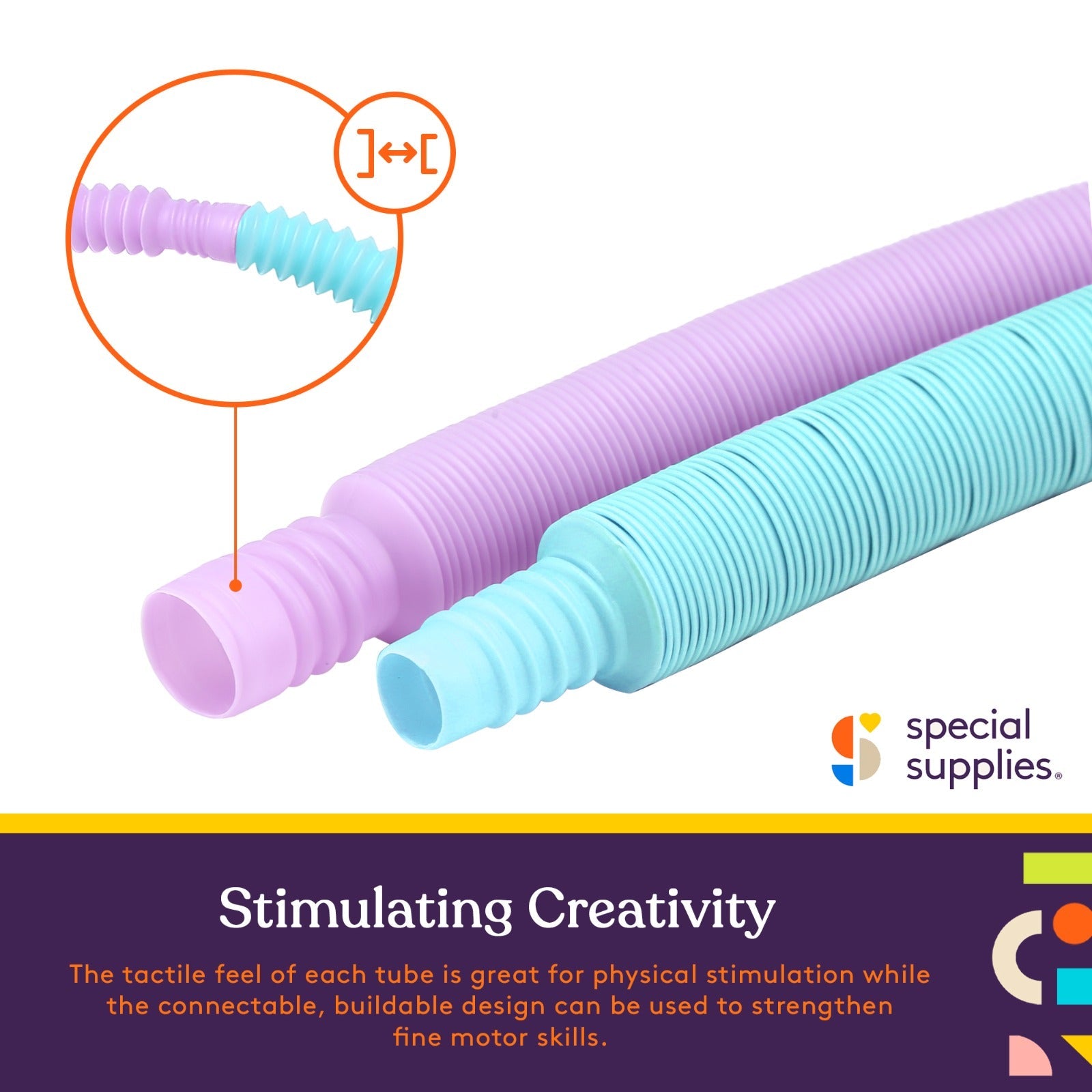 Special Supplies 12 - Pack MINI Fun Pull and Pop Tubes for Kids Stretch, Bend, Build, and Connect Toy, Provide Tactile and Auditory Sensory Play, Colorful, Heavy - Duty Plastic (Unicorn) - Insight Family Market
