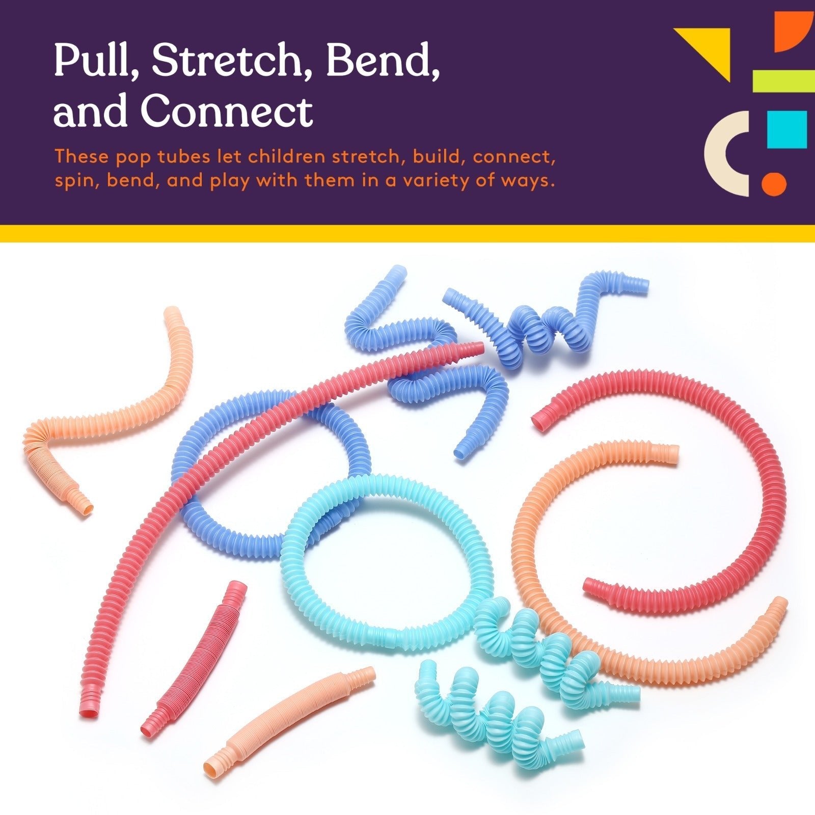 Special Supplies 12 - Pack MINI Fun Pull and Pop Tubes for Kids Stretch, Bend, Build, and Connect Toy, Provide Tactile and Auditory Sensory Play, Colorful, Heavy - Duty Plastic (Pastel) - Insight Family Market