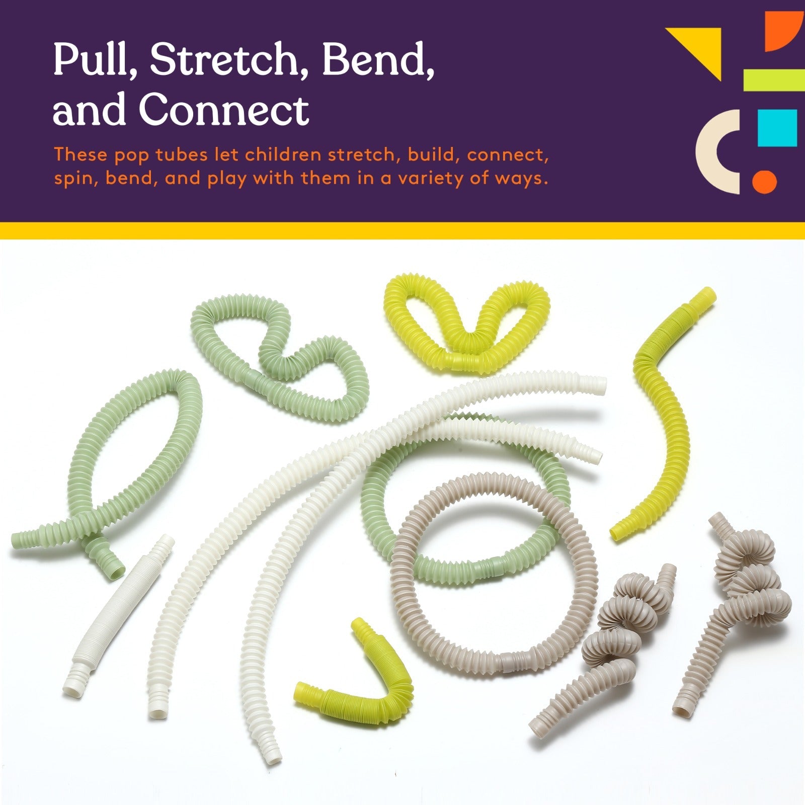 Special Supplies 12 - Pack MINI Fun Pull and Pop Tubes for Kids Stretch, Bend, Build, and Connect Toy, Provide Tactile and Auditory Sensory Play, Colorful, Heavy - Duty Plastic (Camo) - Insight Family Market